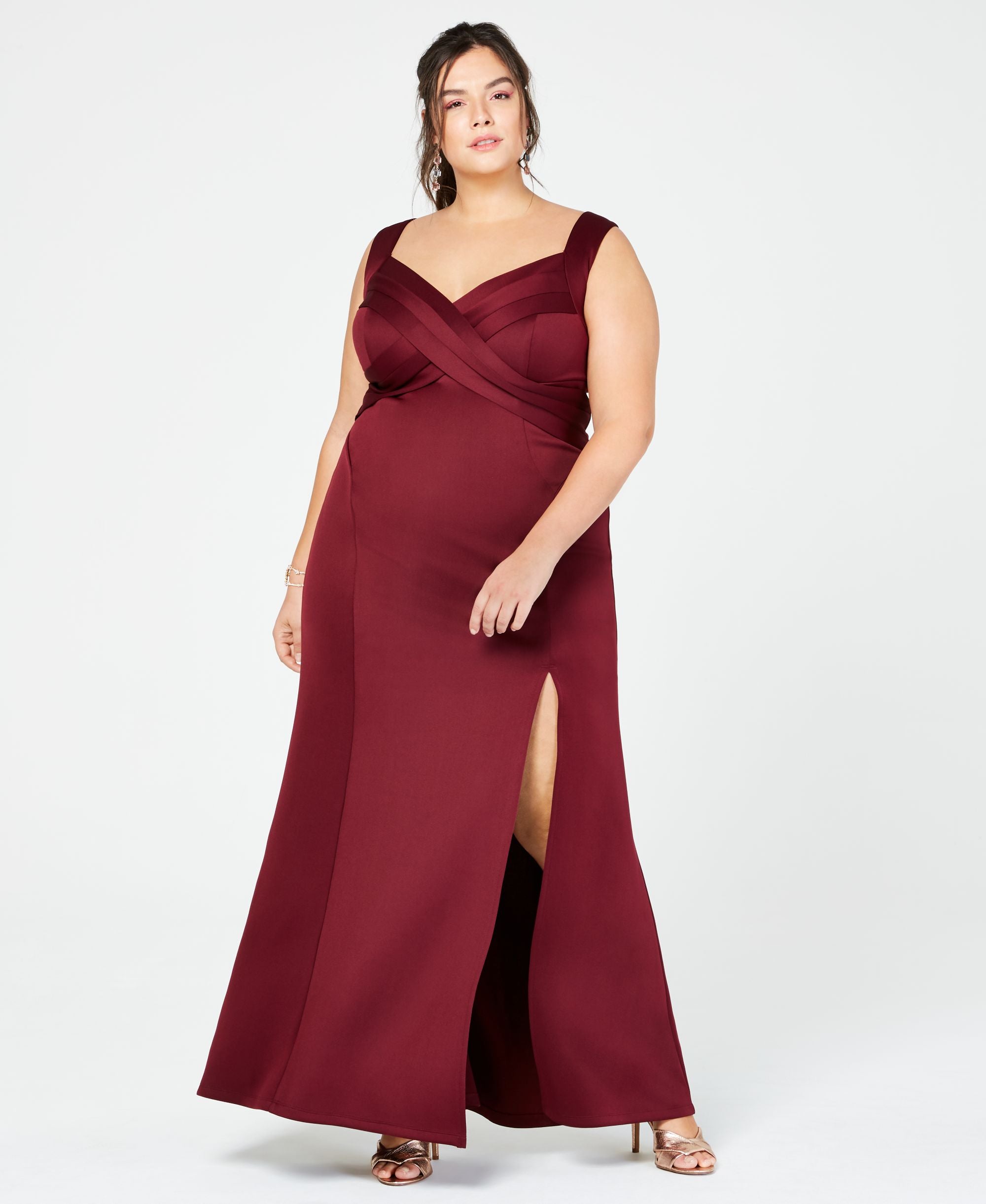 Emerald Sundae Modern Plus Size Crossover Scuba Gown
