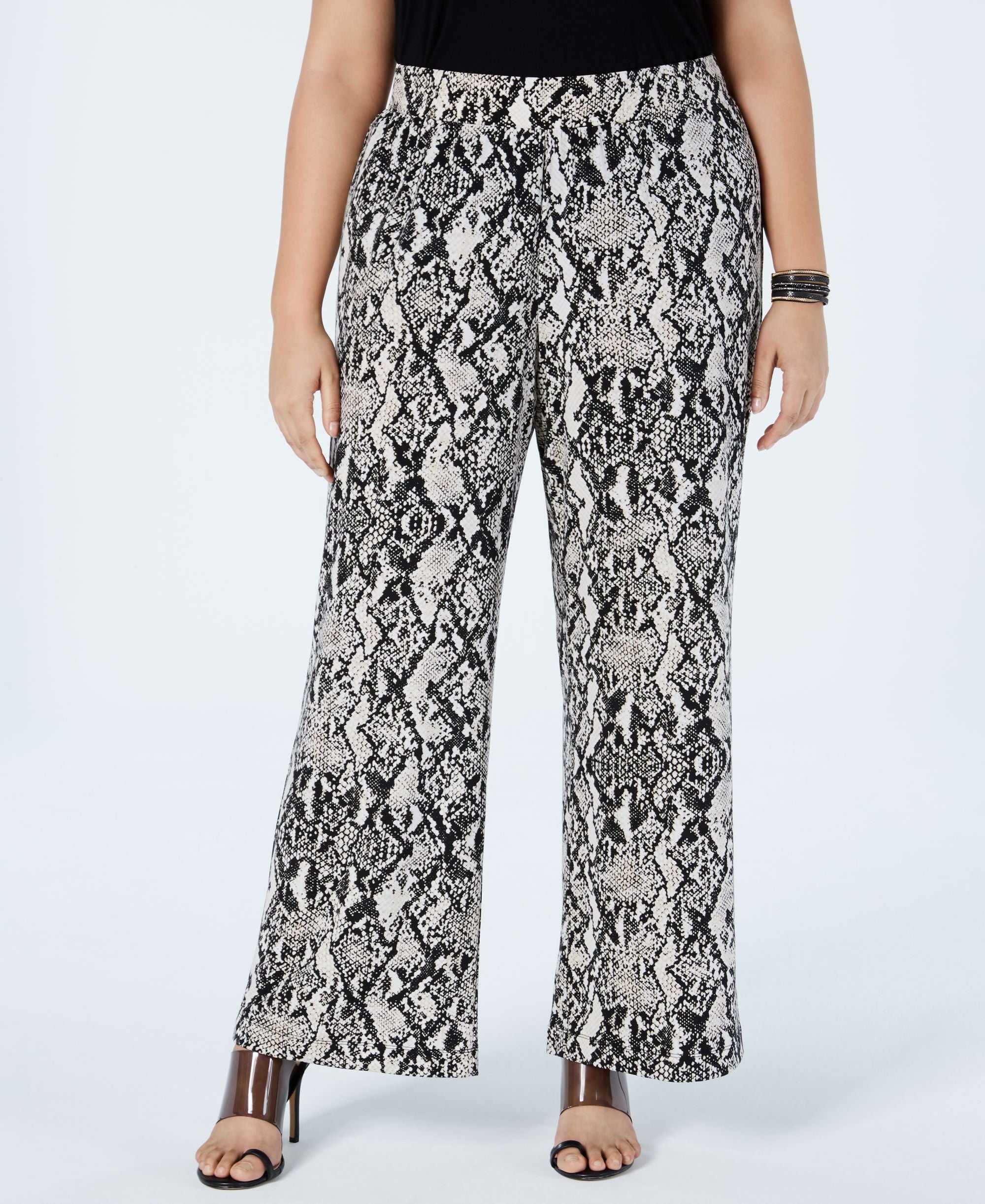 I.N.C. Plus Size Snake-Print Wide-Leg Signature Pants