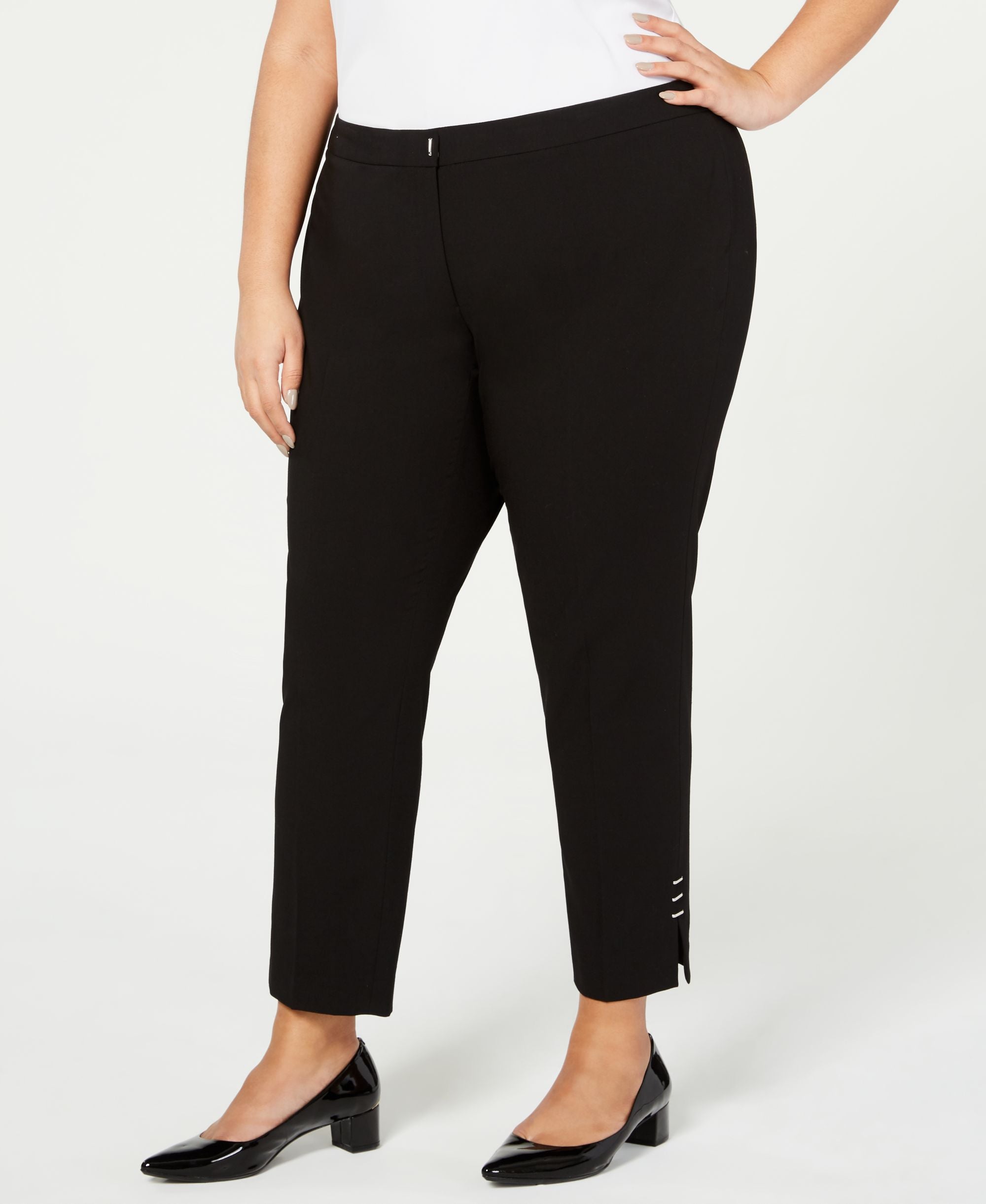 Calvin Klein Plus Size Slit Hem Straight Signature Pants