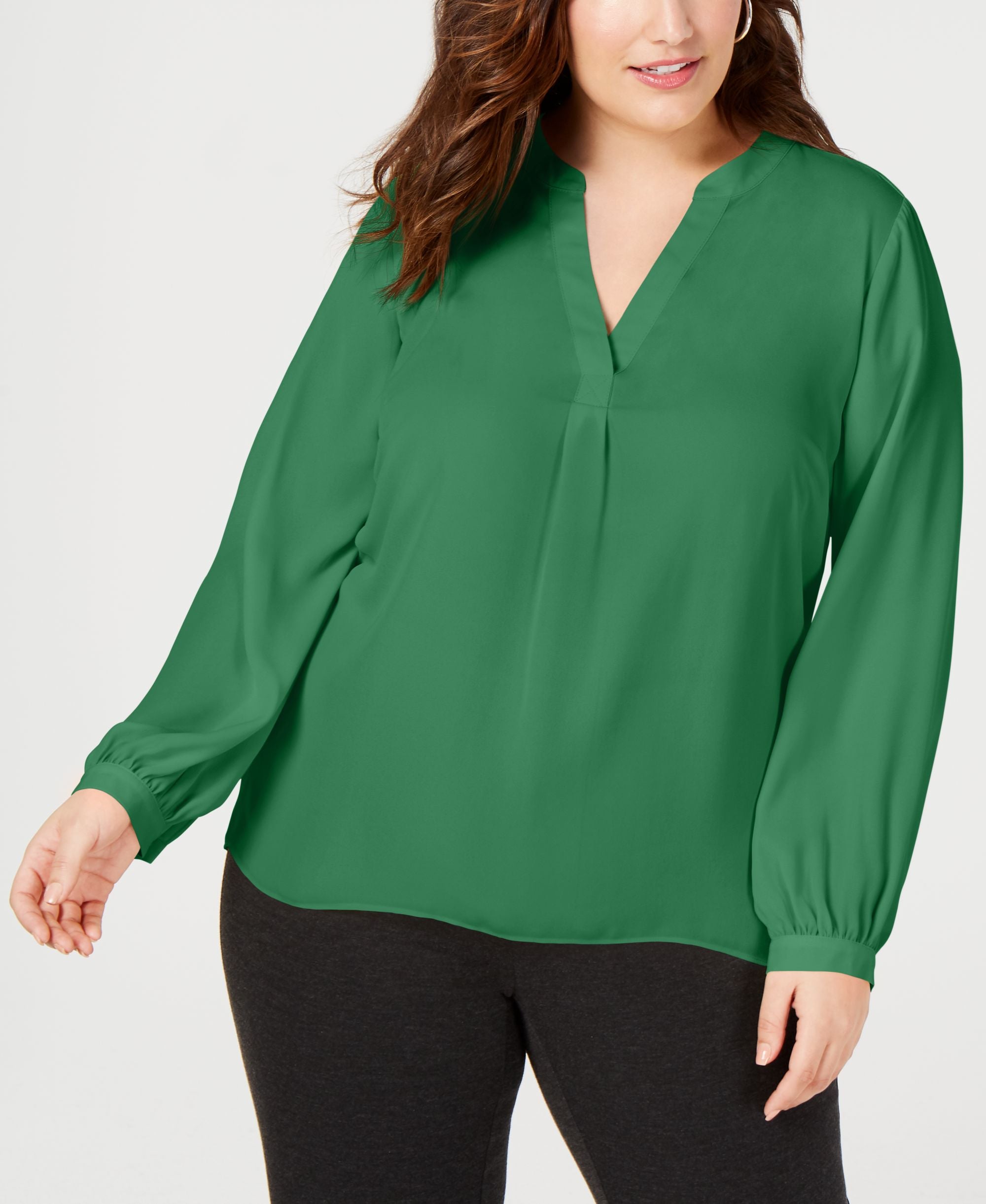 I.N.C. Plus Size V-Neck Woven Knit Premium Top