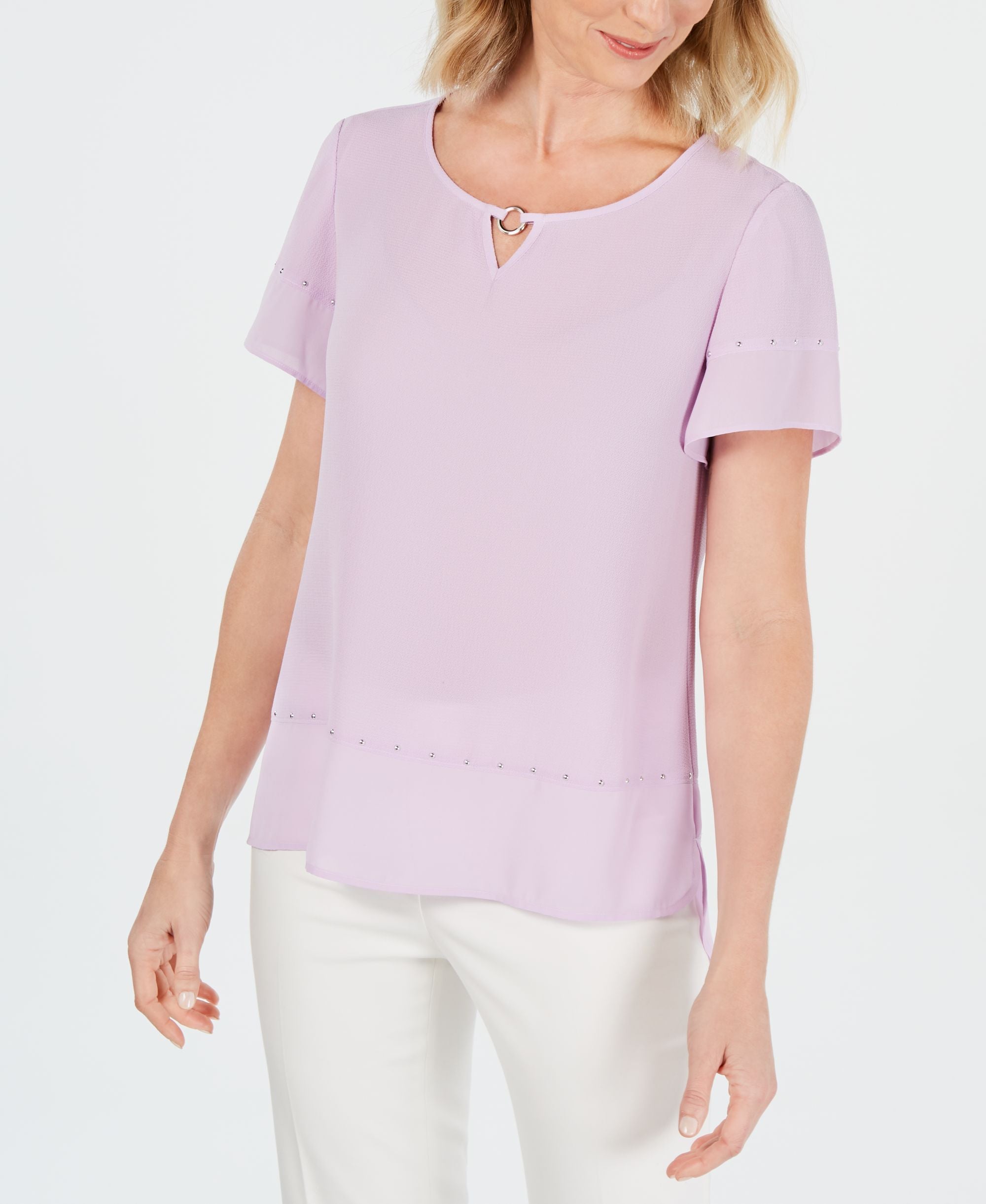 JM Collection Studded High Low Premium Top