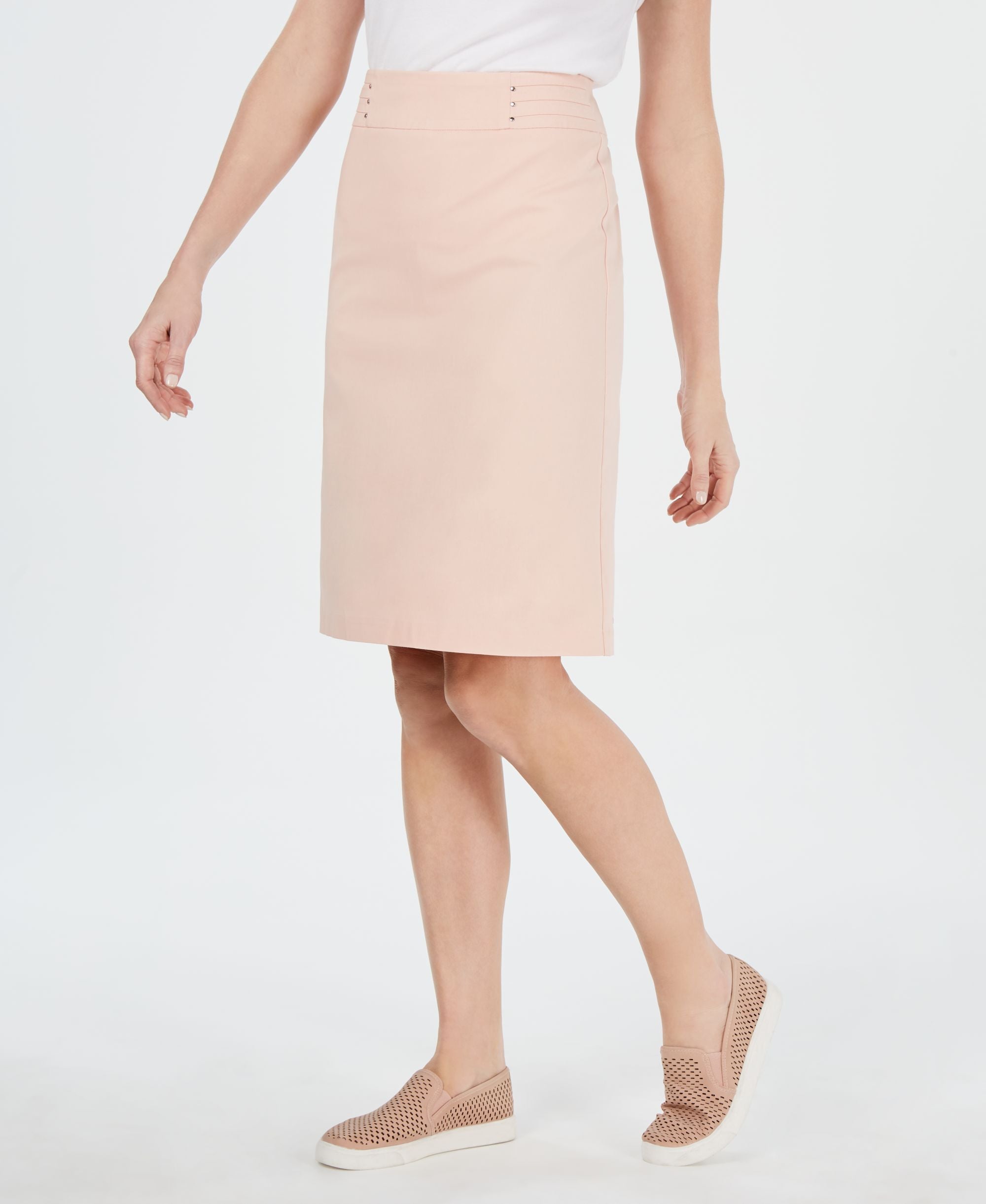 Rivet-Waist A-Line Modern Skirt