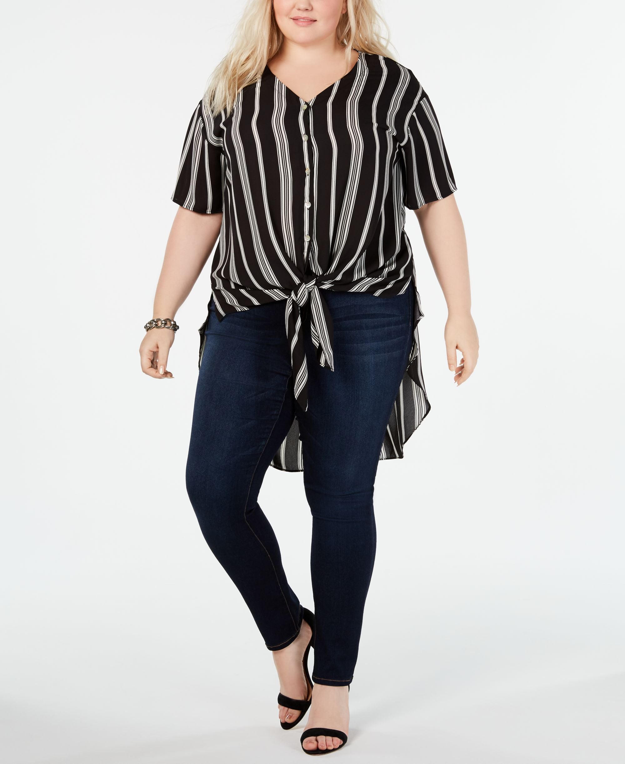 NY Collection Plus Size Striped High Low Premium Top