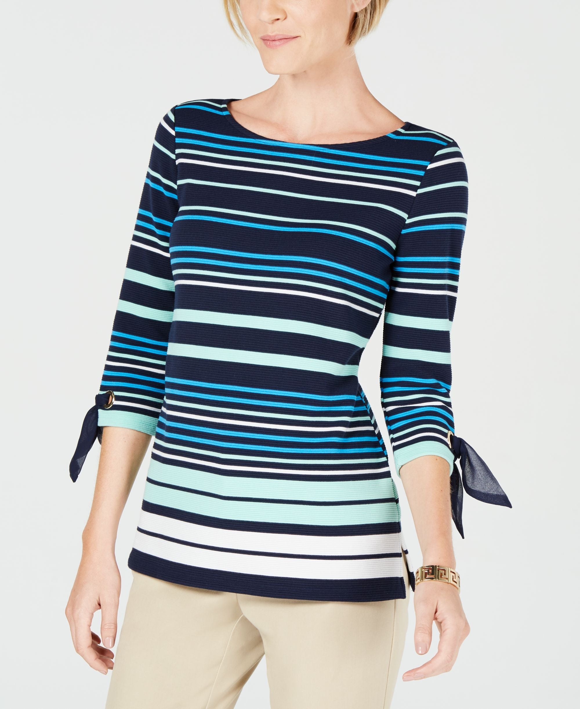 Striped Tie-Sleeve Premium Top