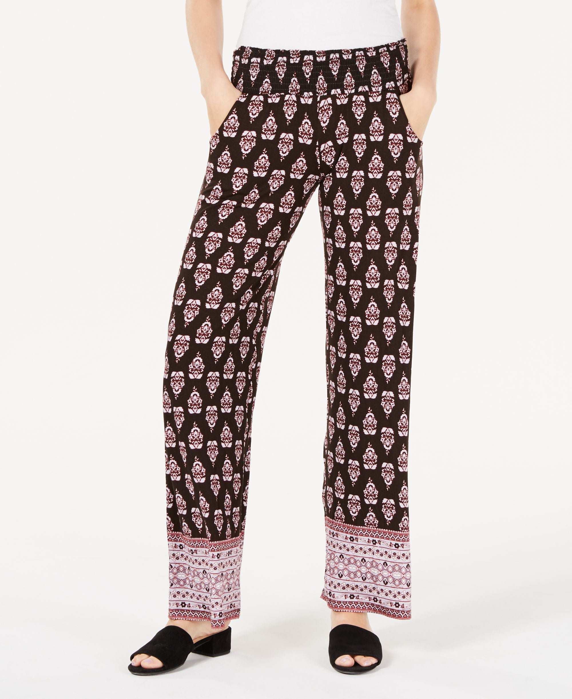 Material Girl Juniors Printed Smocked Soft Signature Pants