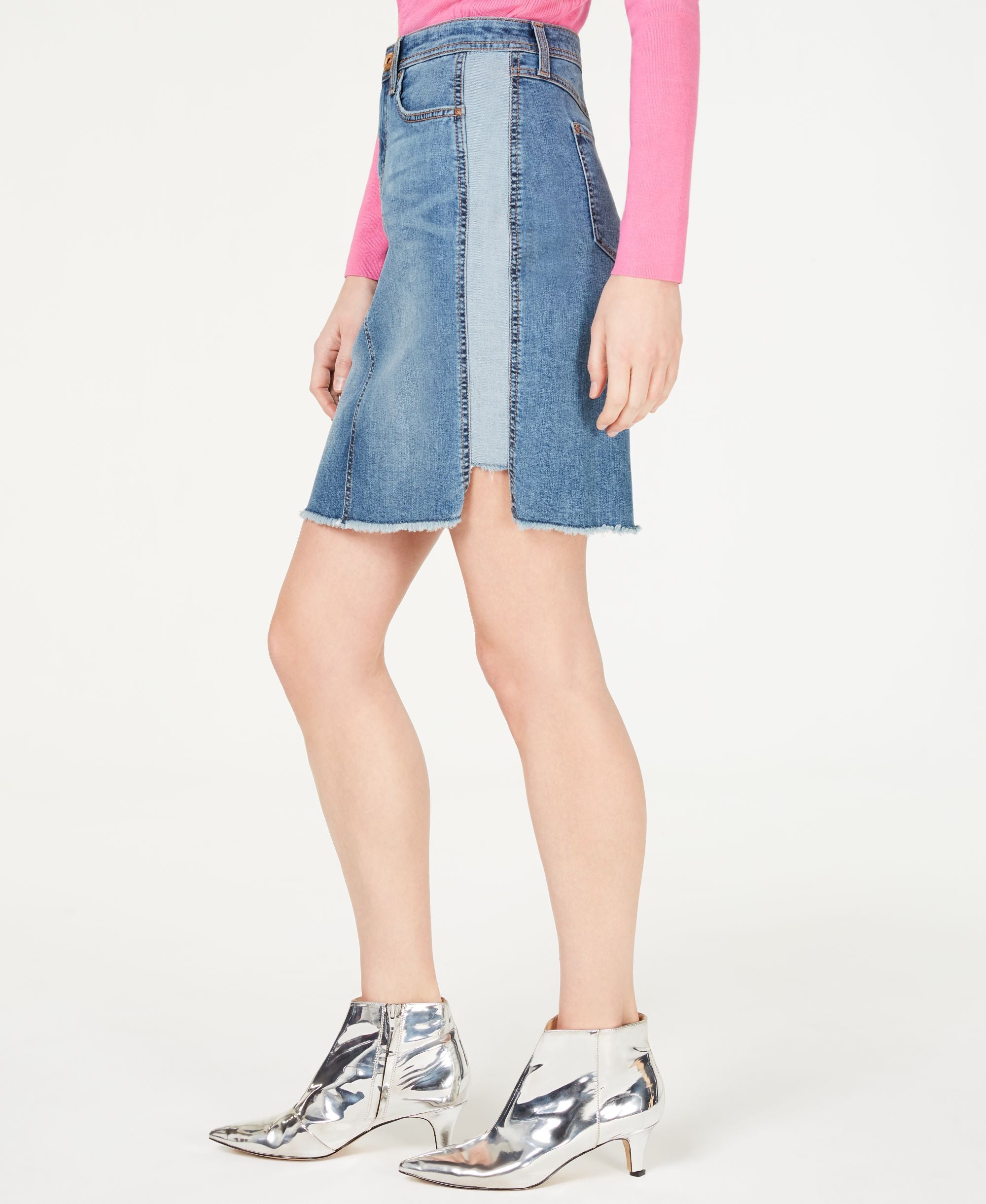Curvy Raw Hem Jean Modern Skirt