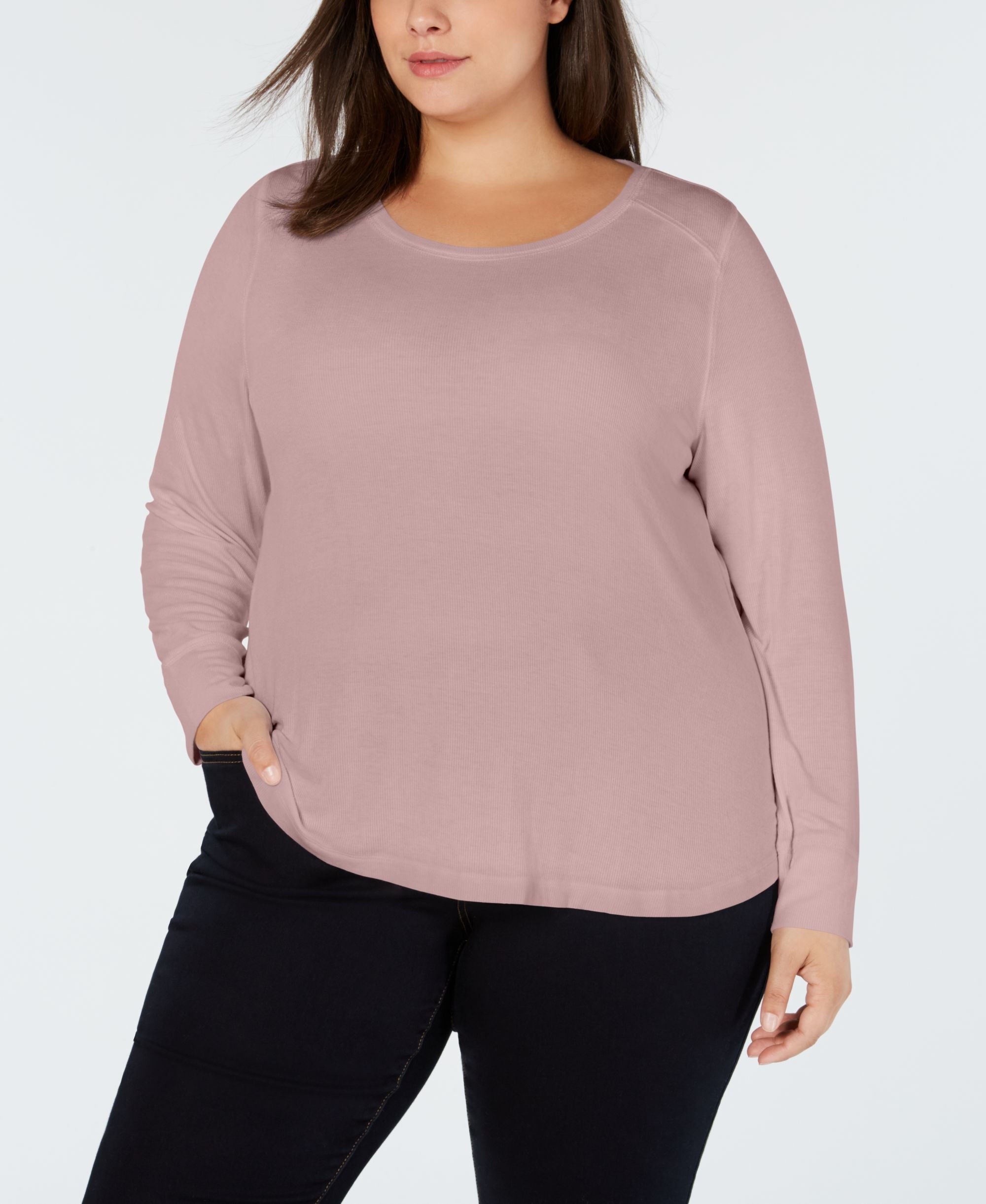I.N.C. Plus Size Ribbed Shirttail Premium Top