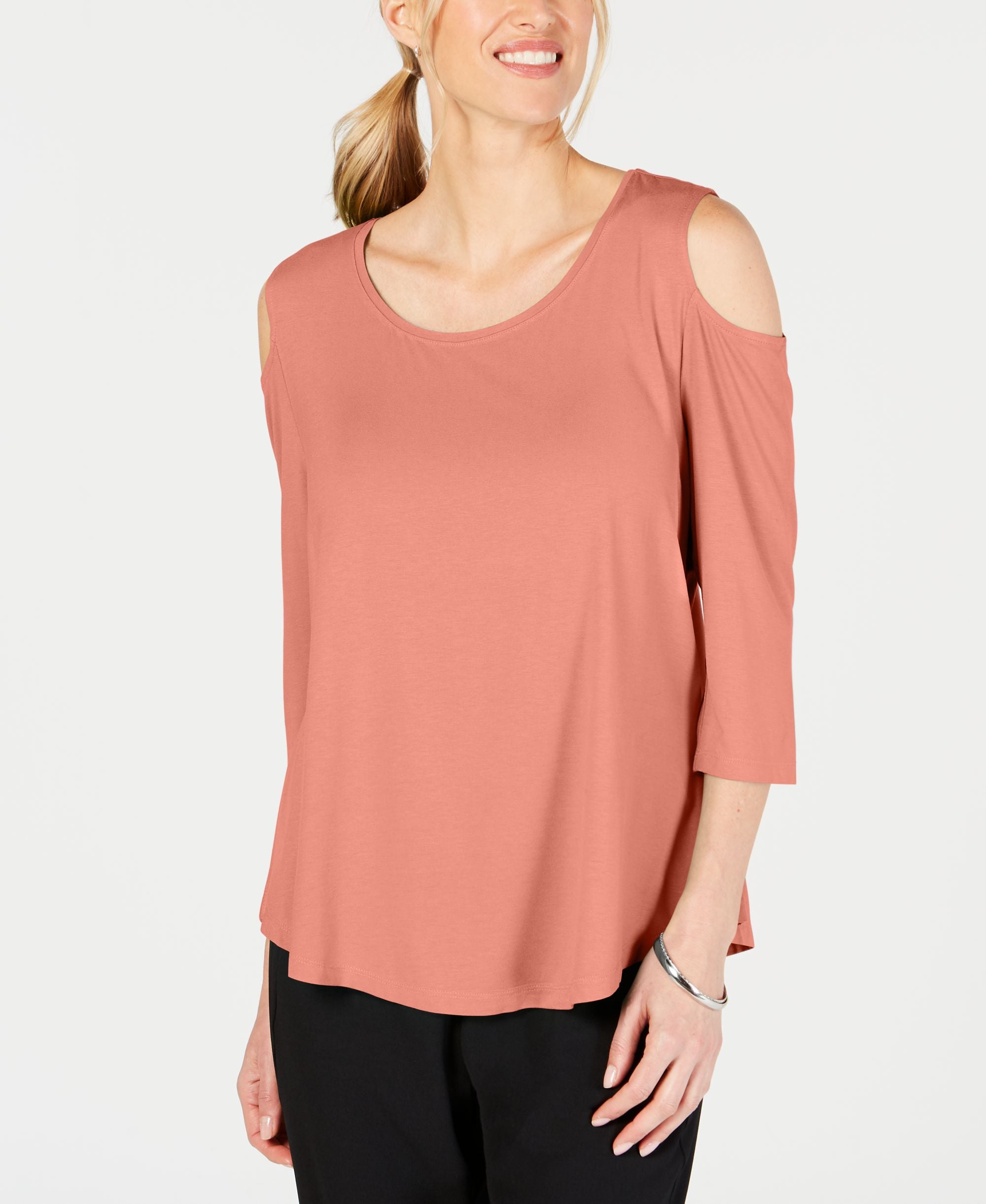 JM Collection Petite Cold Shoulder Premium Top