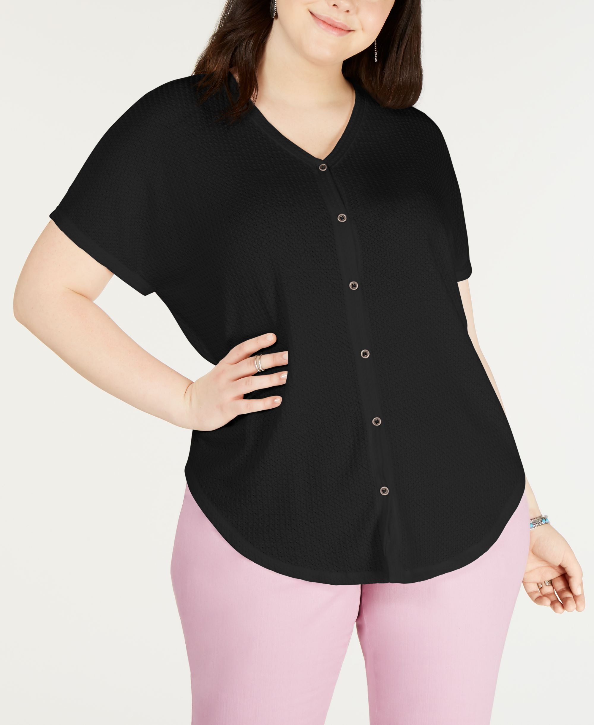 Plus Size Button Up Premium Top