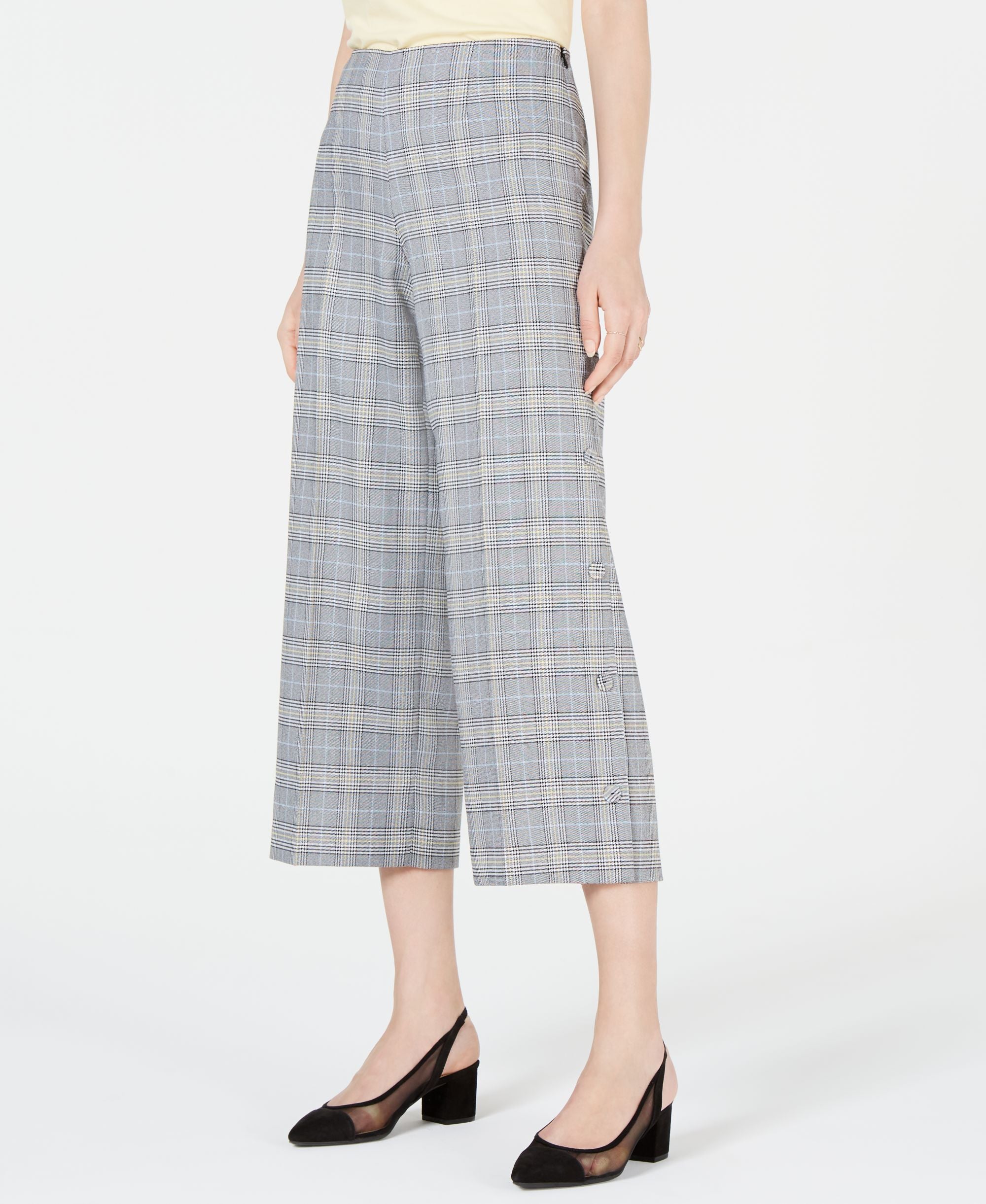 Bar III Plaid Wide-Leg Signature Pants