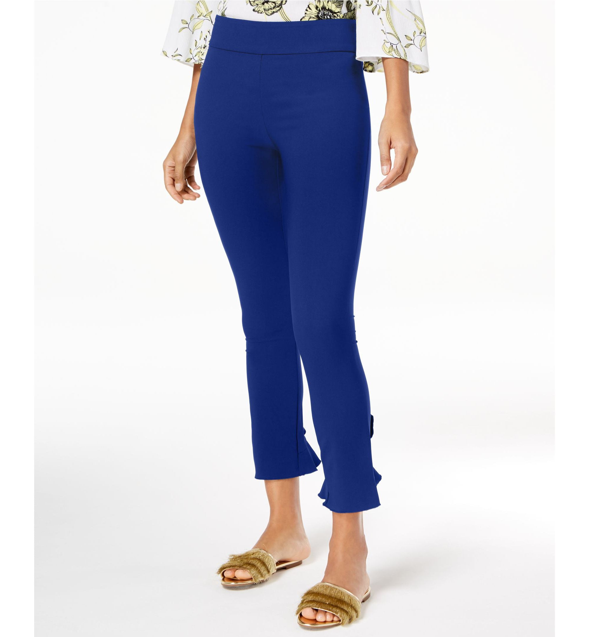INC Ruffled-Hem Ankle Skinny-Fit Signature Pants