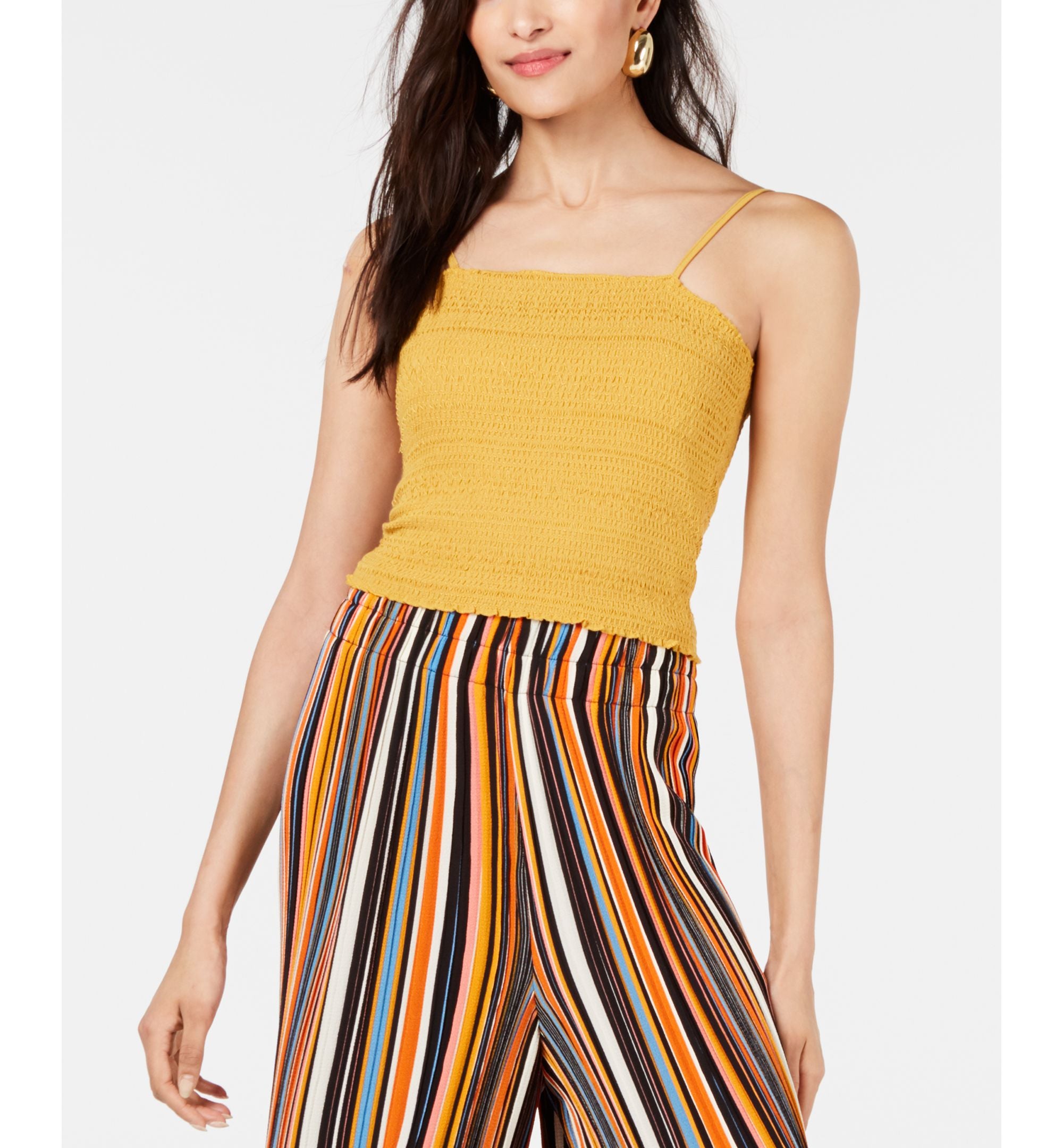 House Of Polly Smocked Crop Premium Top