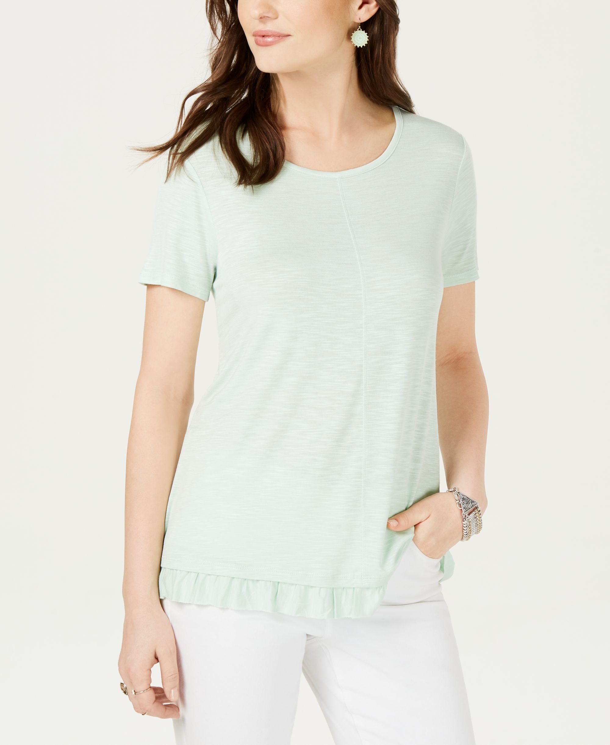 Style & Co Petite Ruffled Hem Premium Top