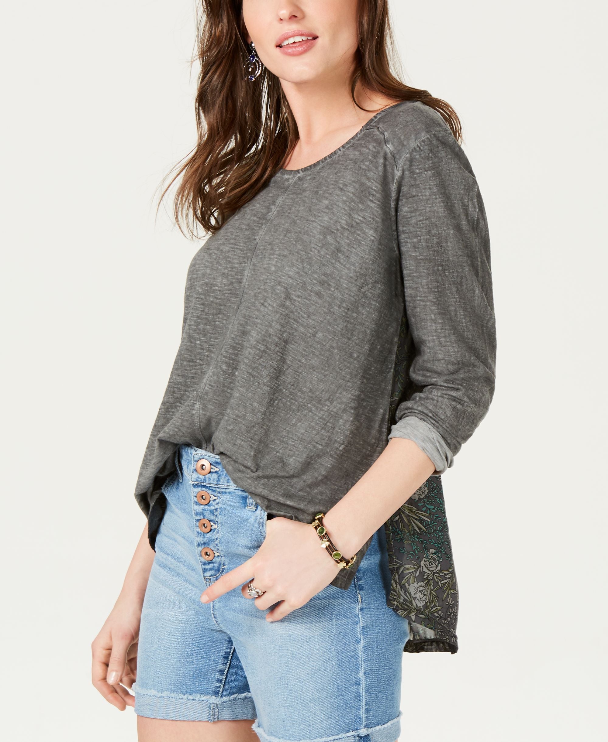 Print-Back Scoop-Neck Premium Top