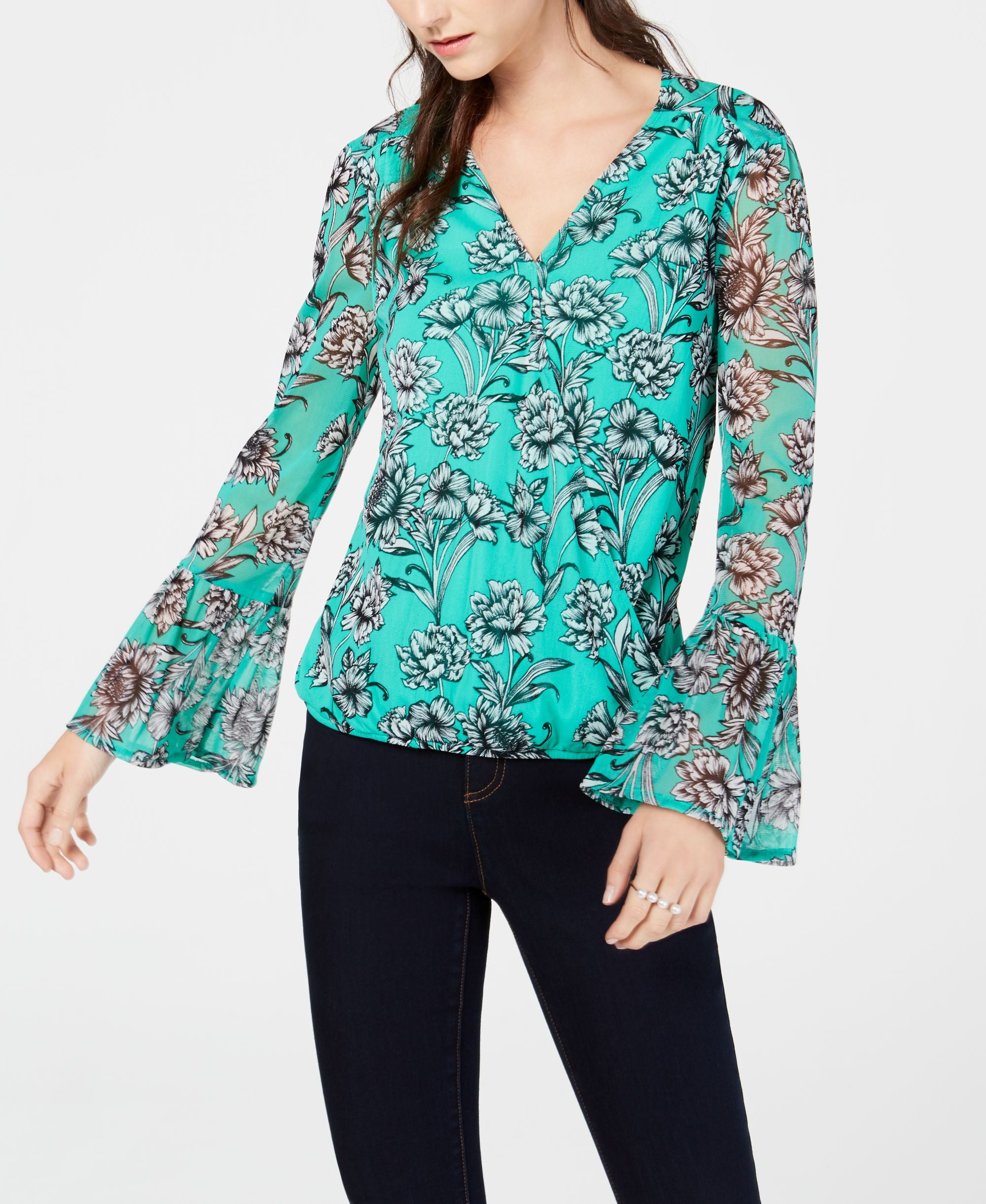 Petite Bell Sleeve Surplice Neck Premium Top