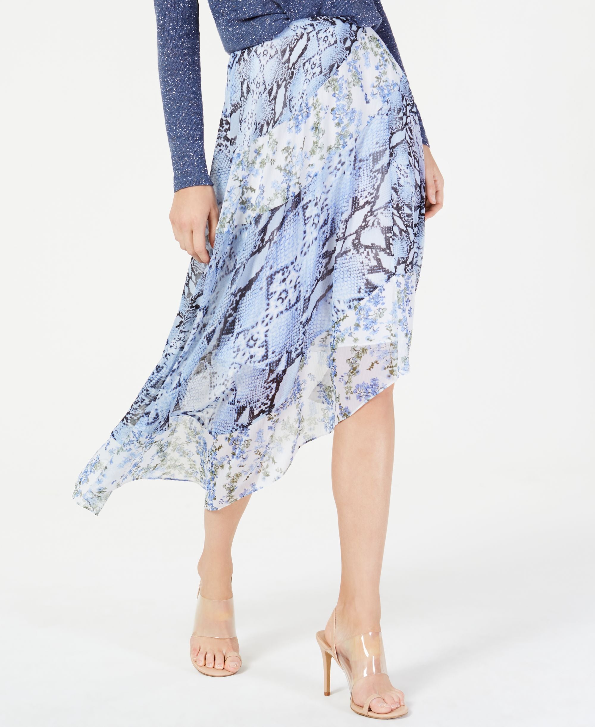 INC Asymmetrical Printed Midi Modern Skirt