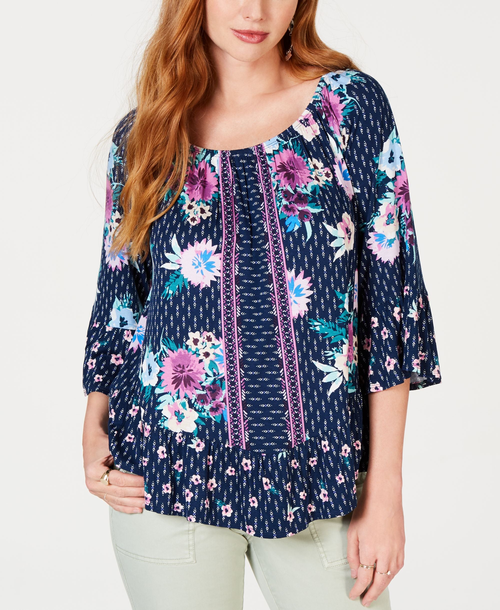 Off-The-Shoulder Floral-Print Premium Top