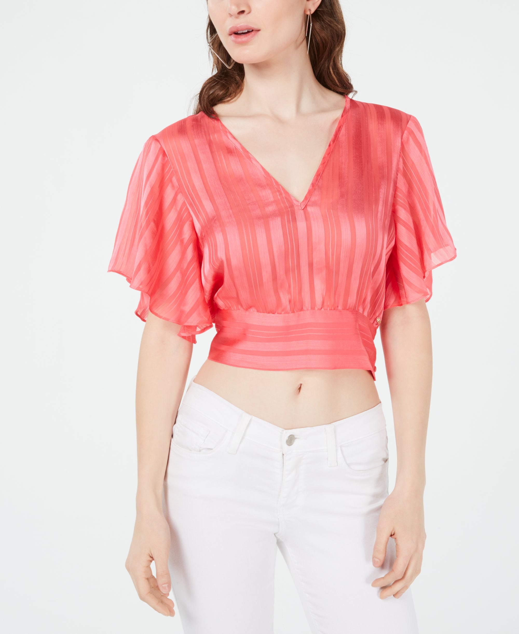 Mabel Cropped Butterfly-Sleeve Premium Top