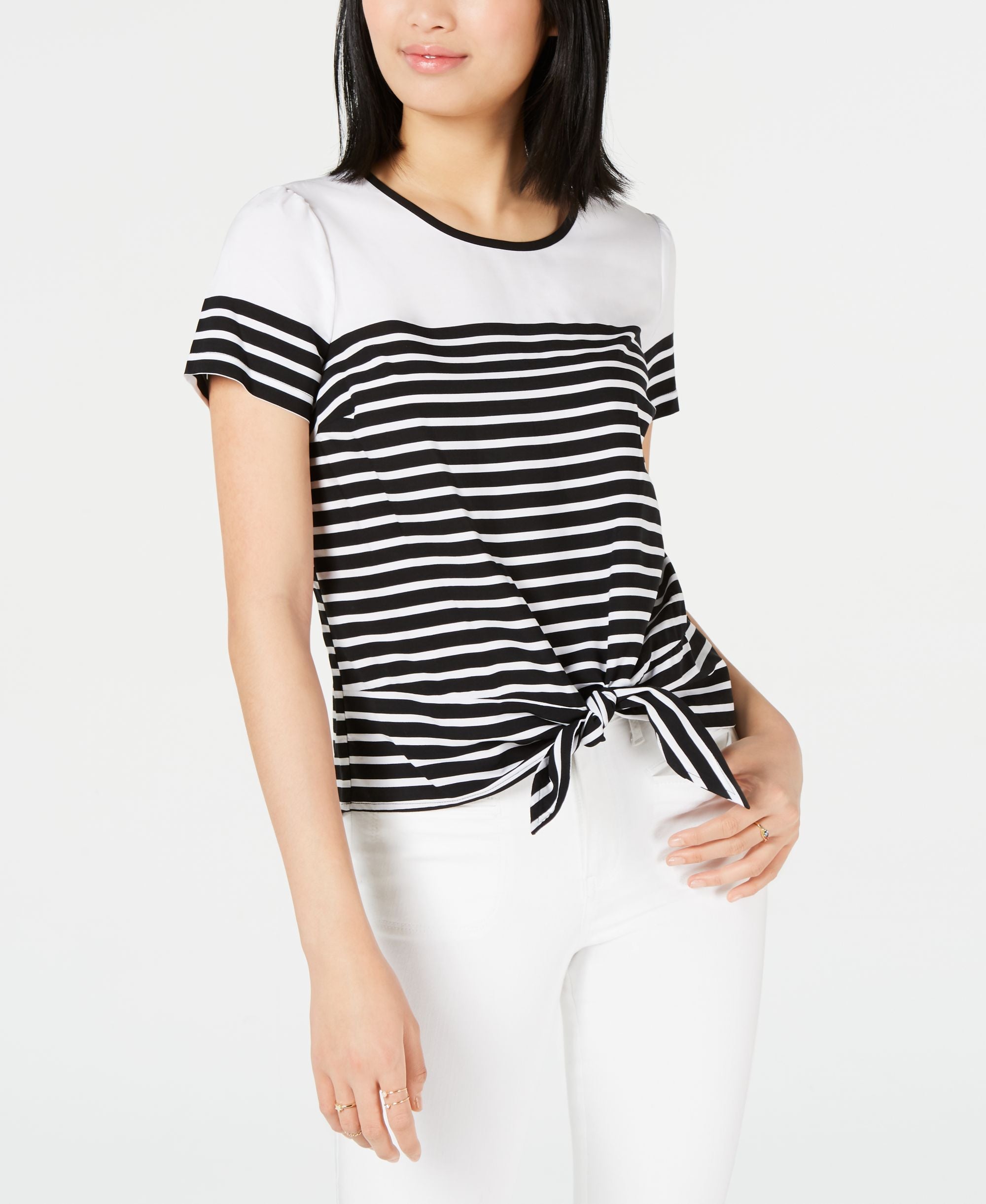 Striped Tie-Hem T-Modern Shirt