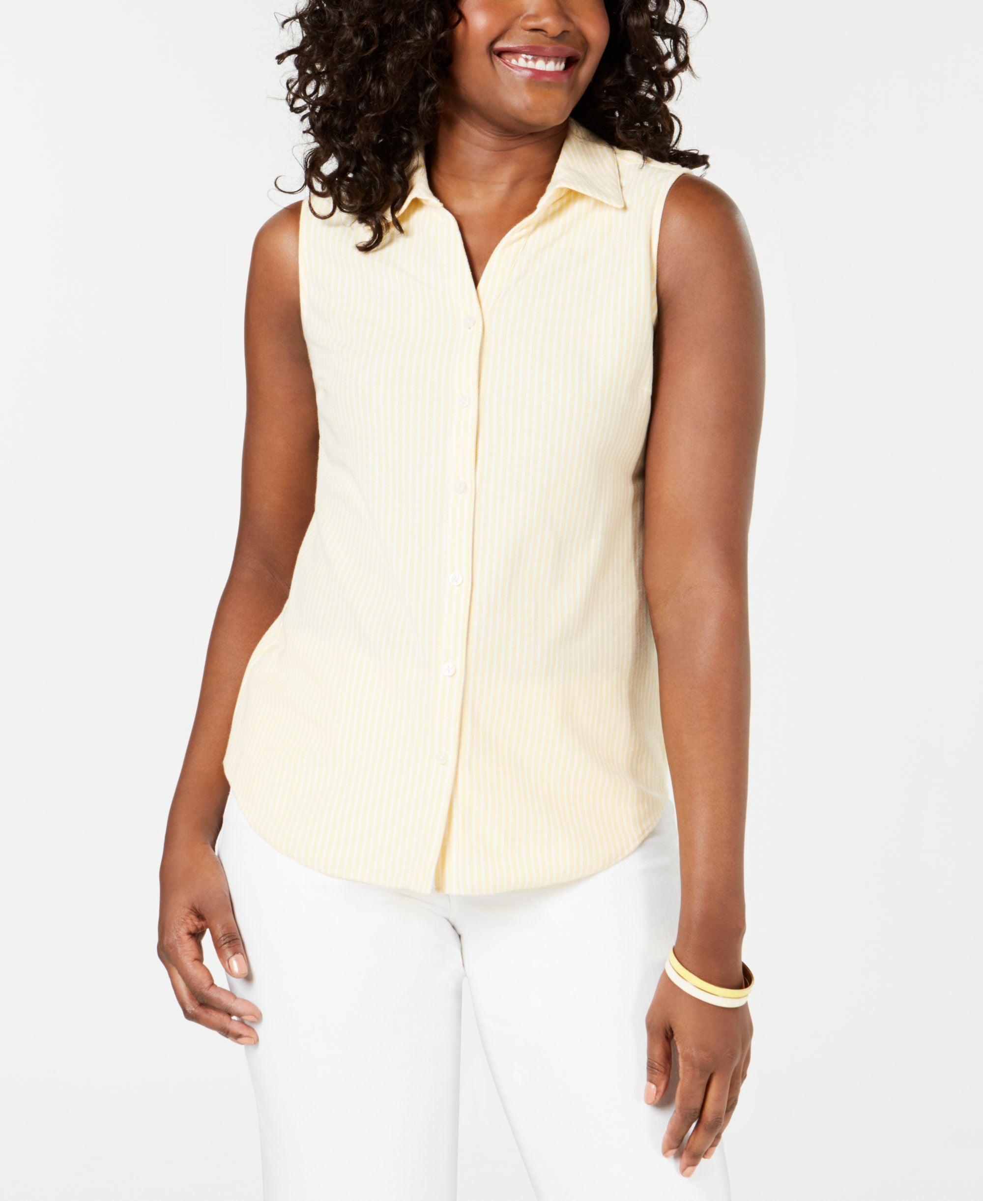 Petite Cotton Striped Pique Modern Shirt