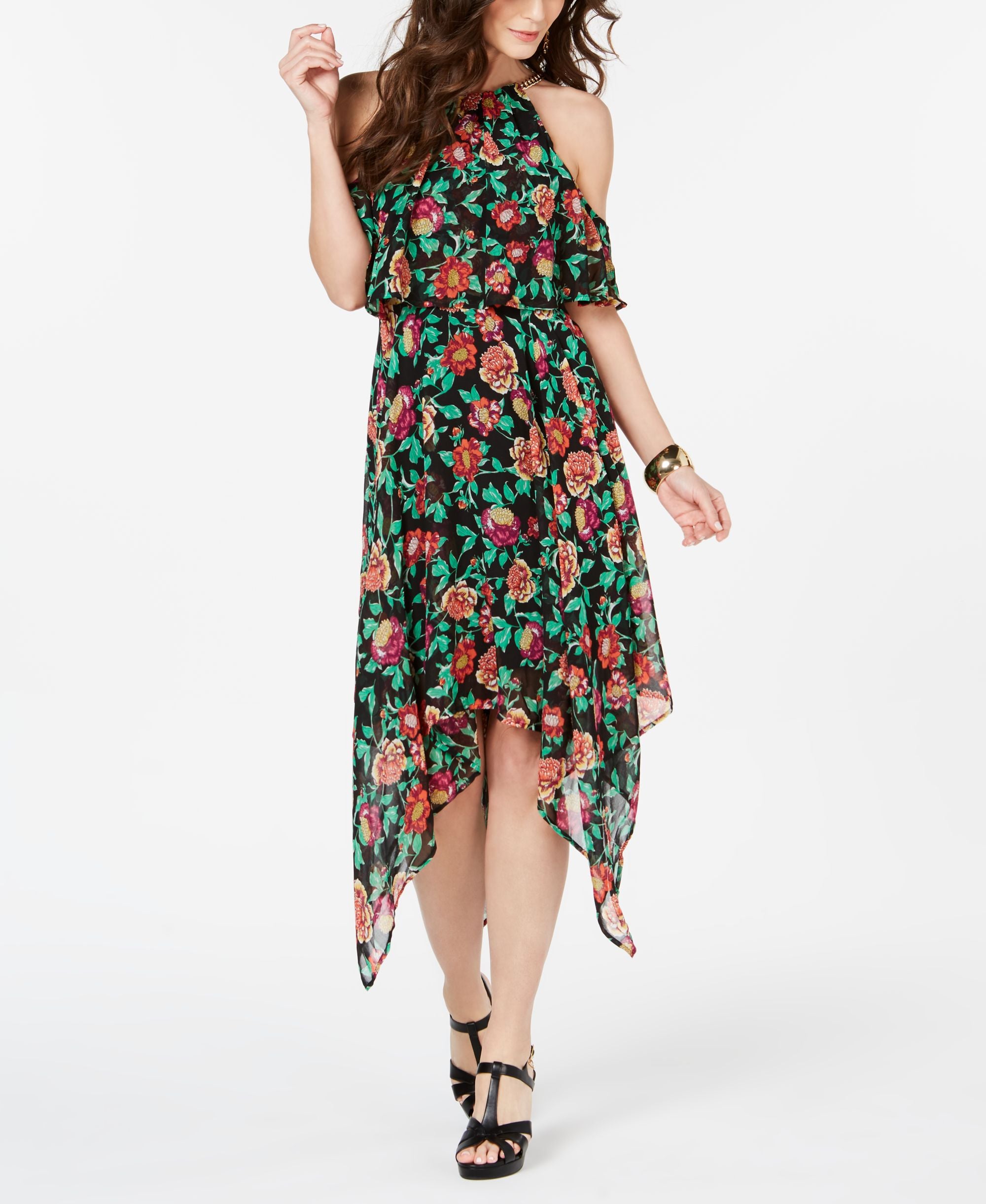 Thalia Sodi Chain Neck Off The Shoulder Maxi Dress