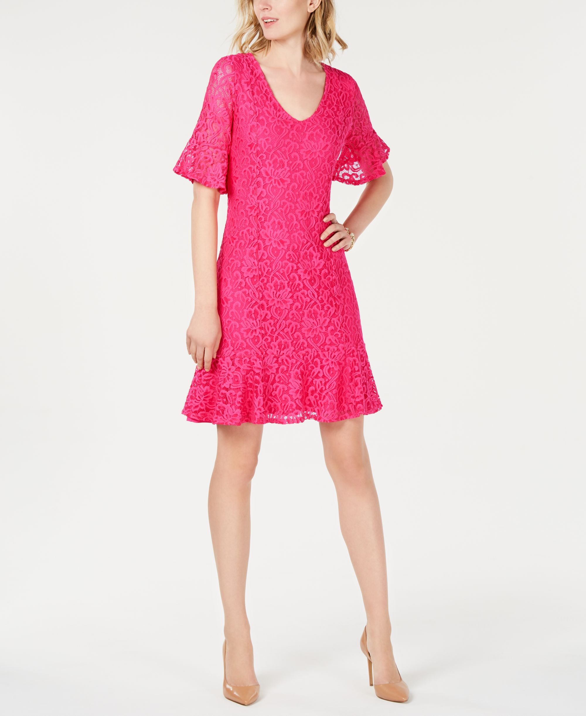 NY Collection Petite Ruffled Lace Dress