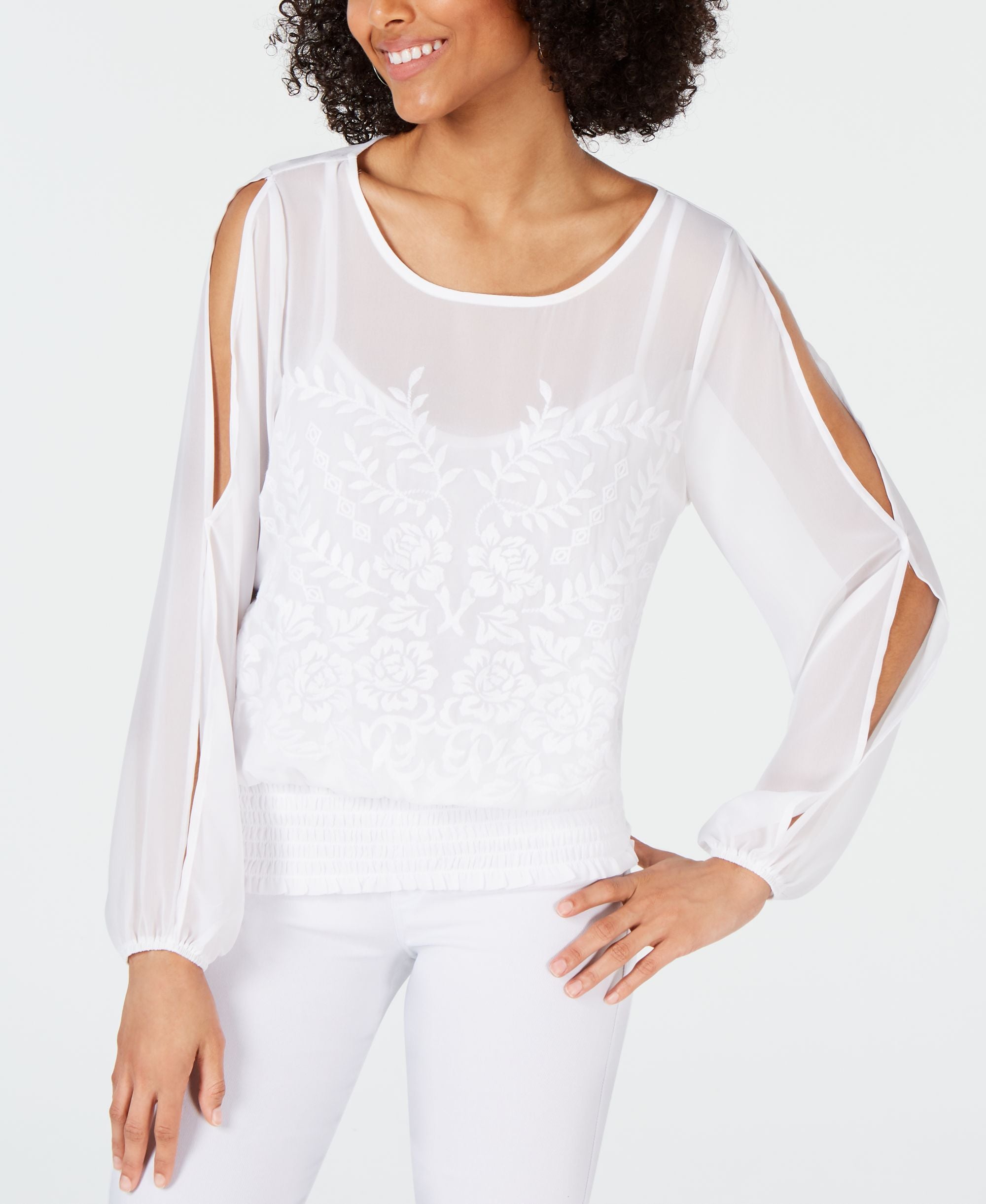 Embroidered Cold Shoulder Premium Top