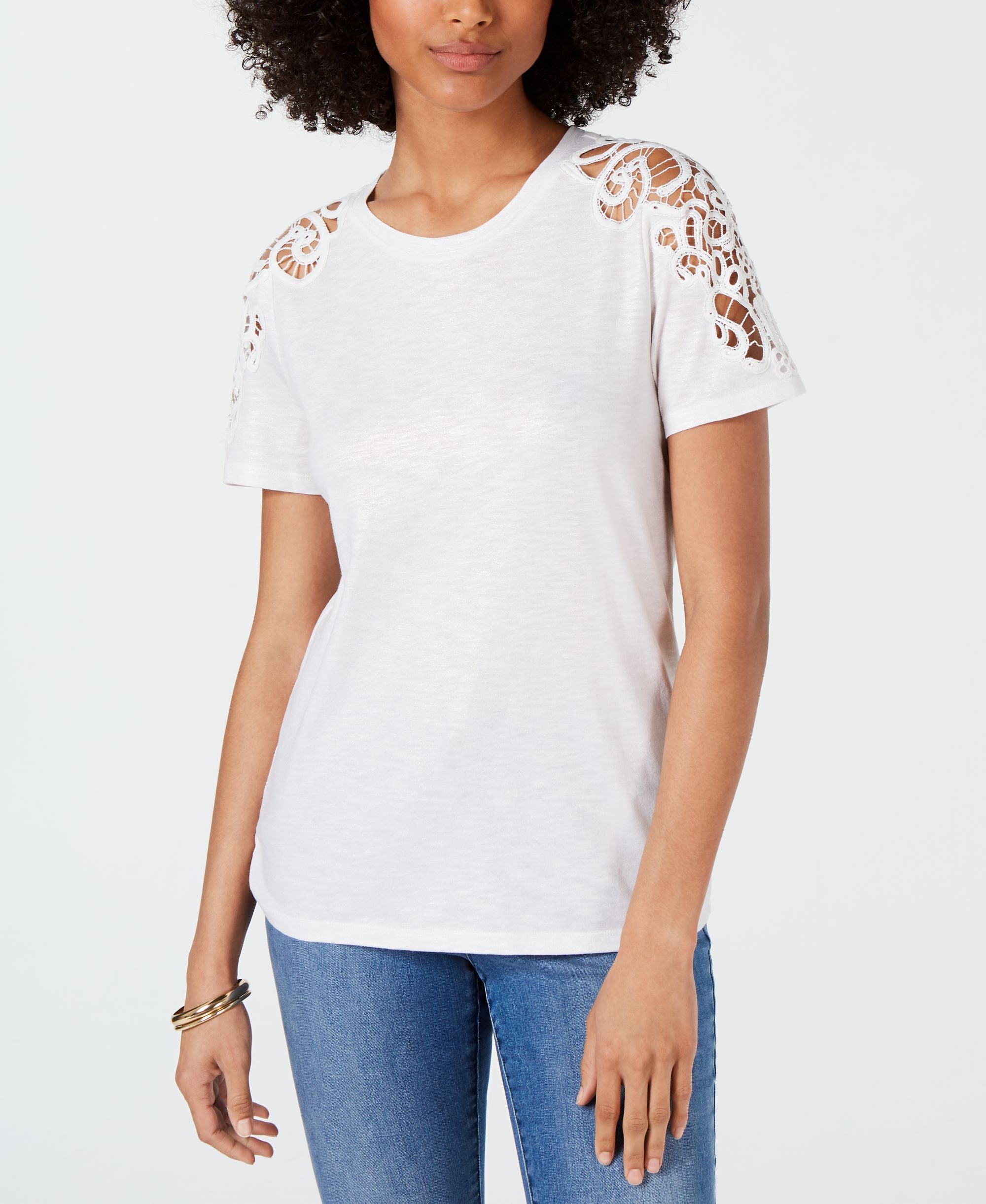 INC Crochet-Sleeve T-Modern Shirt
