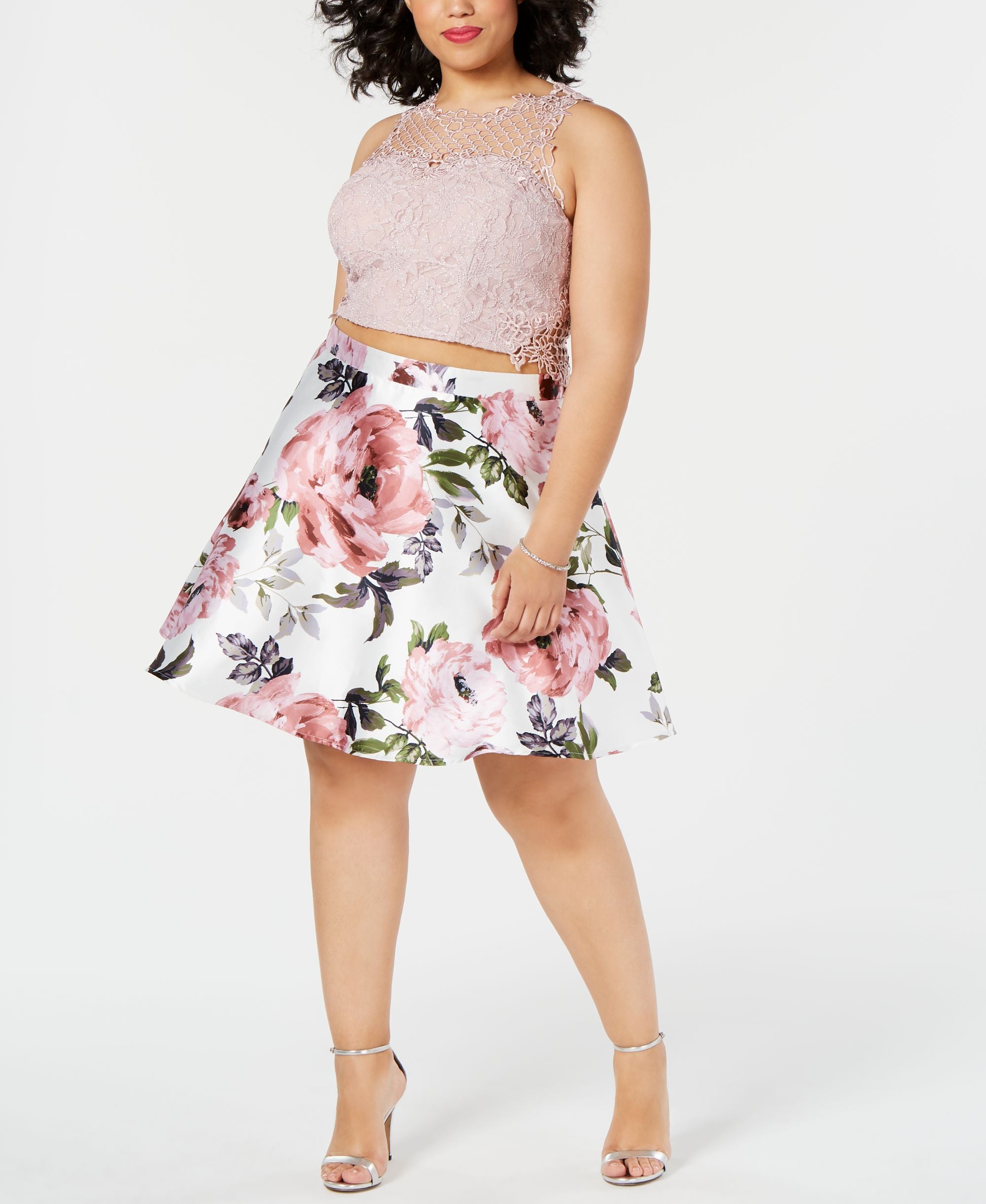 City Studios Juniors Modern Plus Size Two Piece Lace Dress