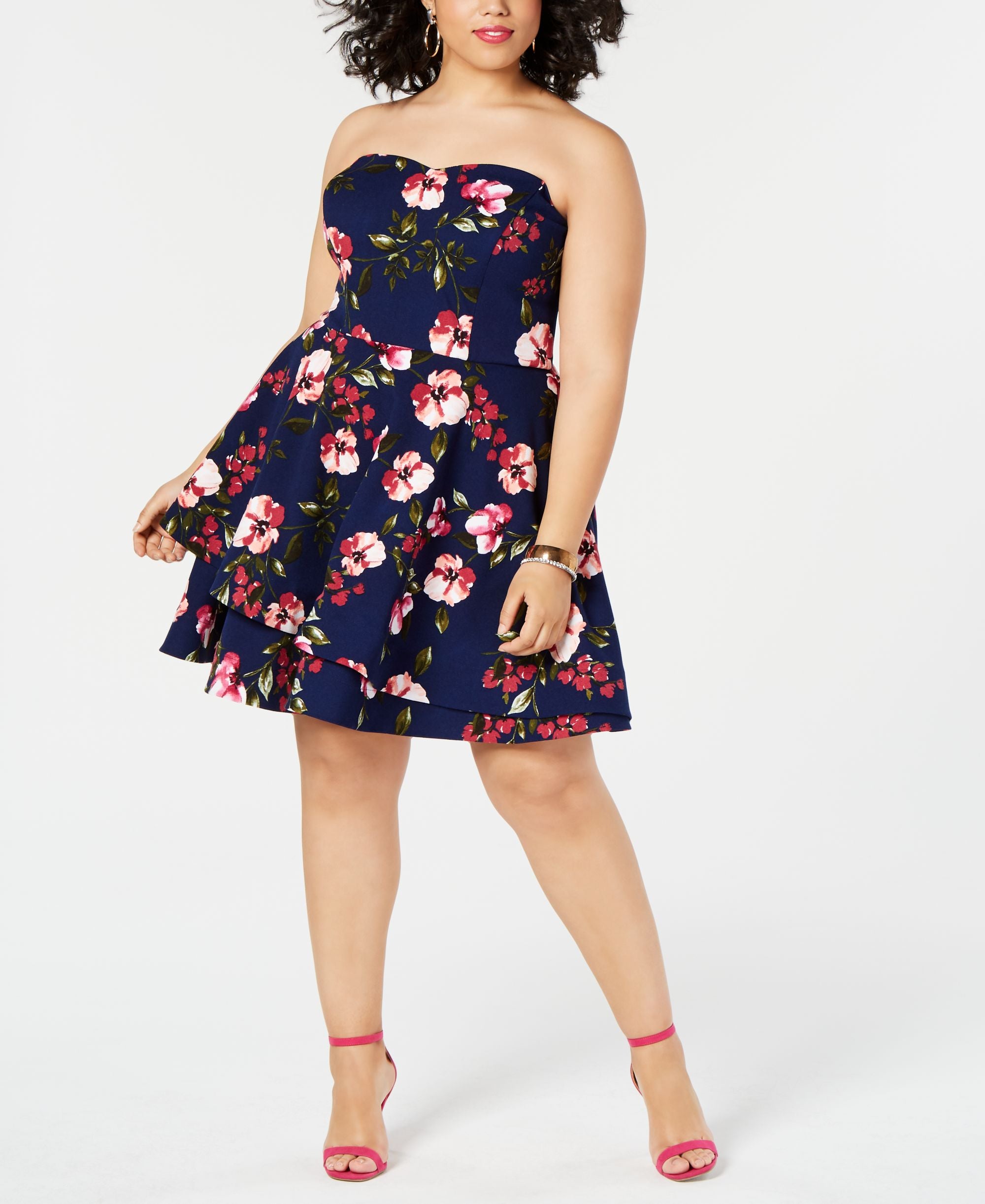 Modern Plus Size Strapless Fit & Flare Dress