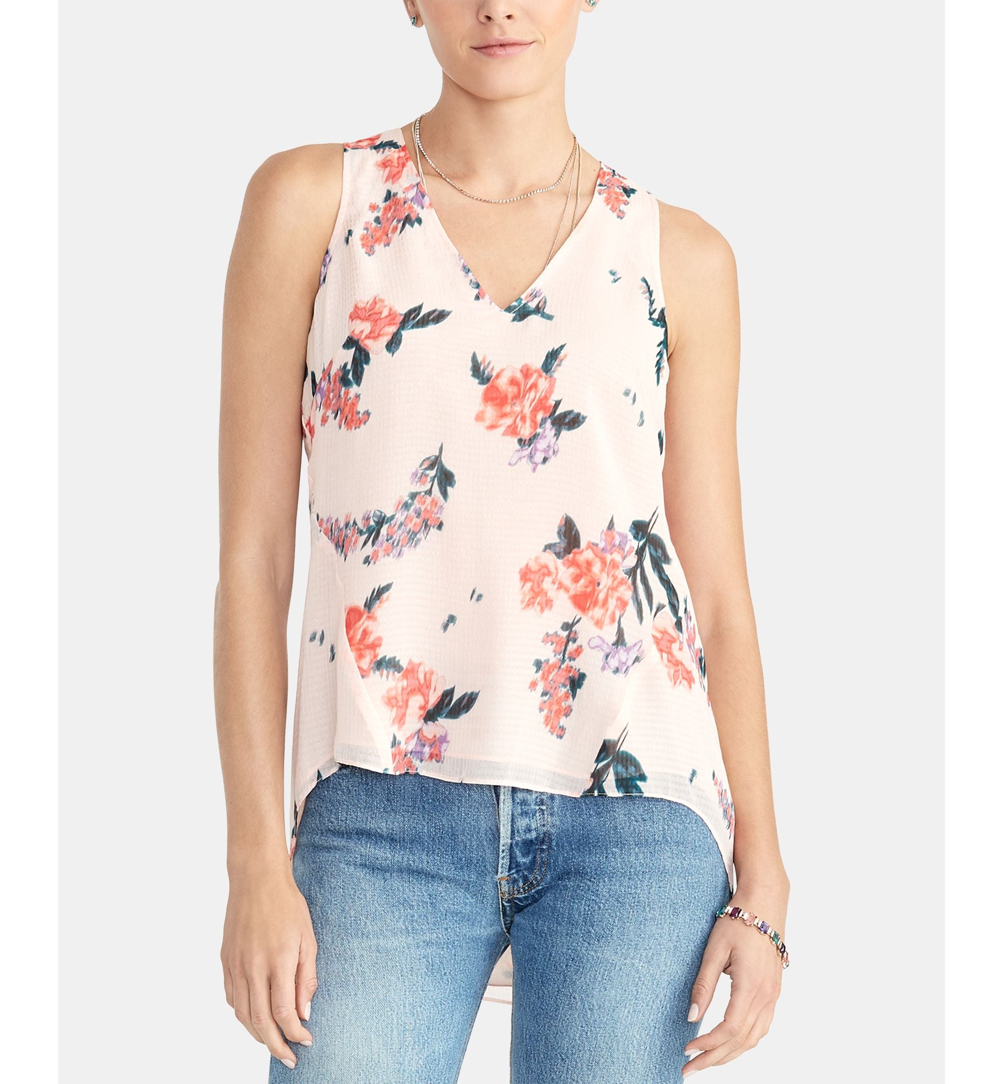 Floral-Print High-Low Premium Top
