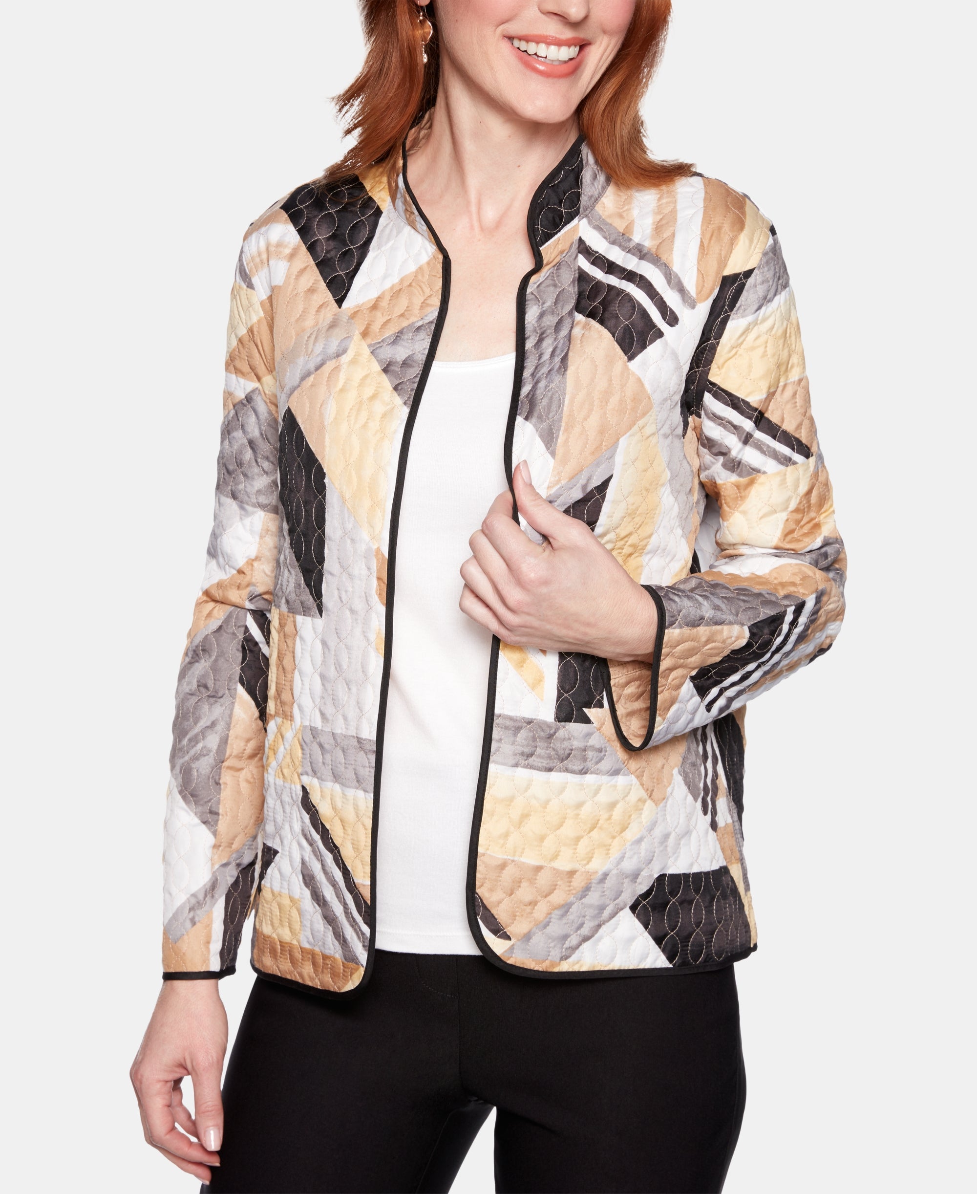 Petite Timeless  Printed Open-Front Jacket