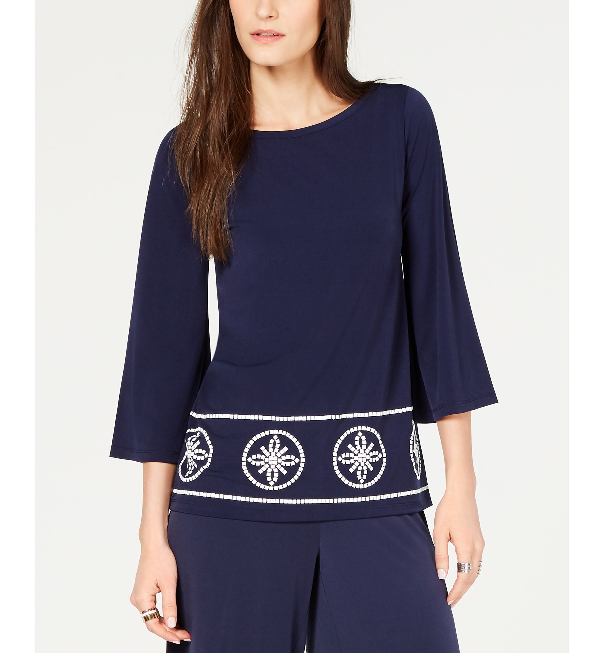 Michael Michael Kors Boat Neck Studded Premium Top Sizes