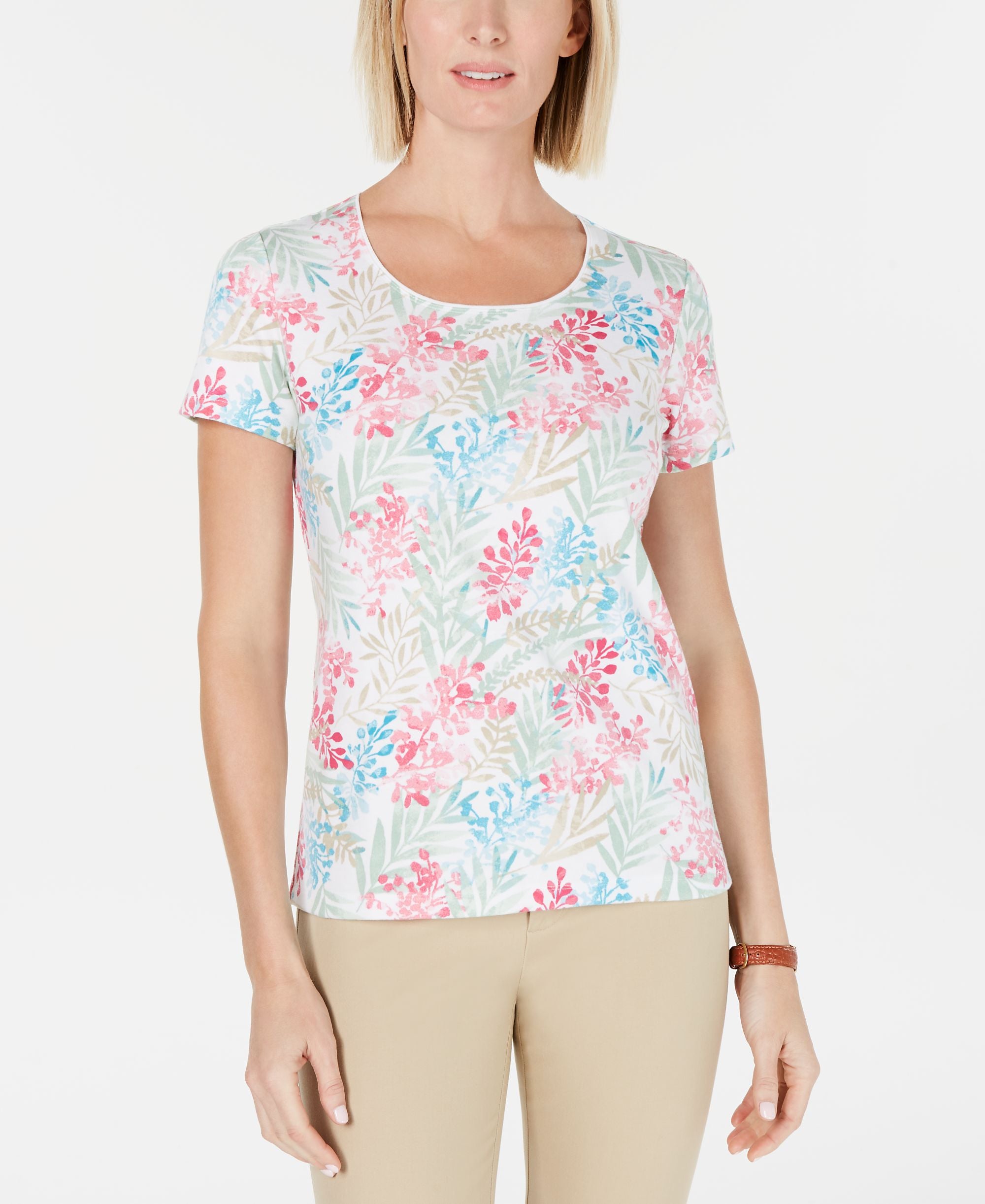 Karen Scott Petite Floral Print T-Modern Shirt