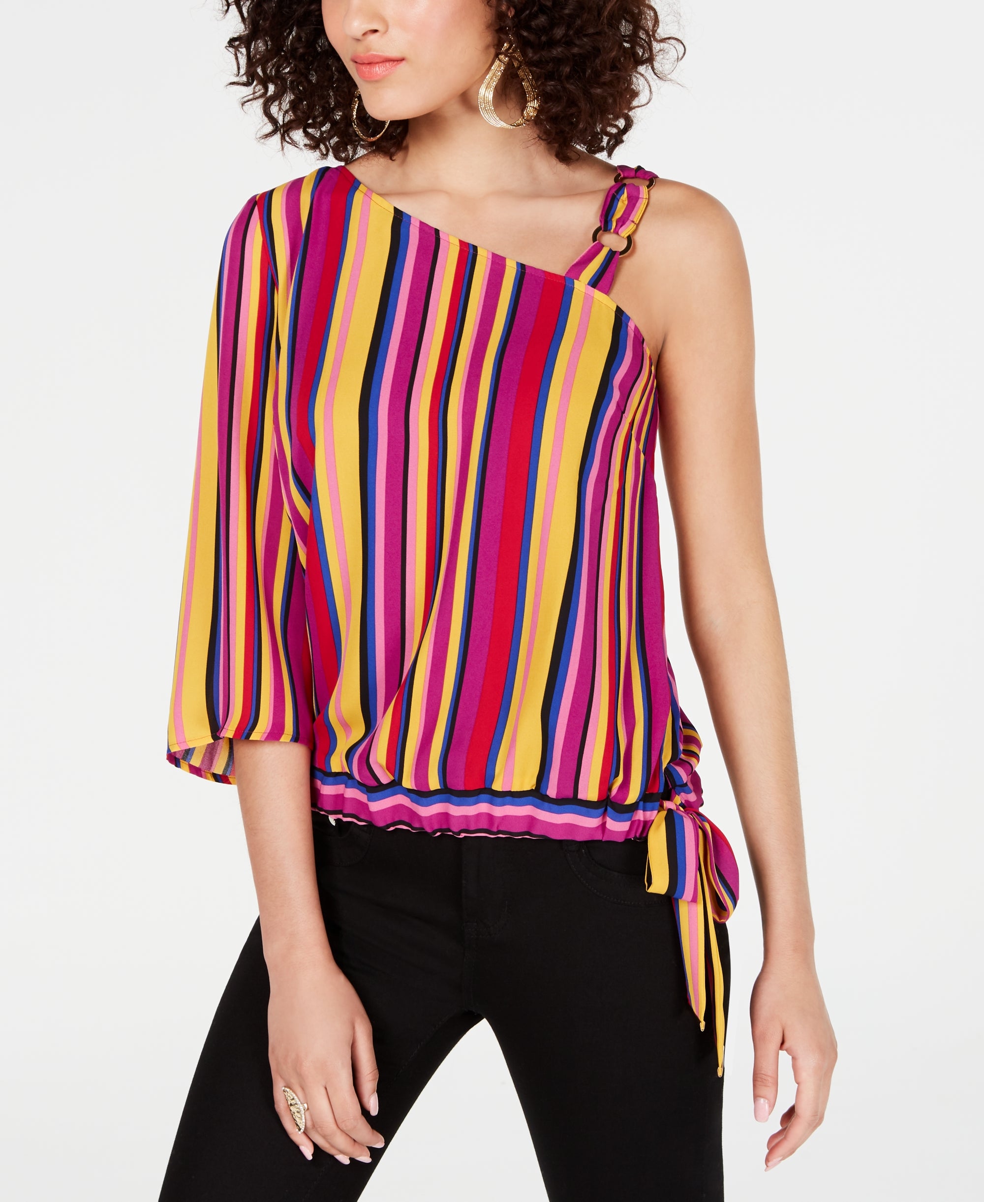 One-Shoulder Tie-Hem Premium Top