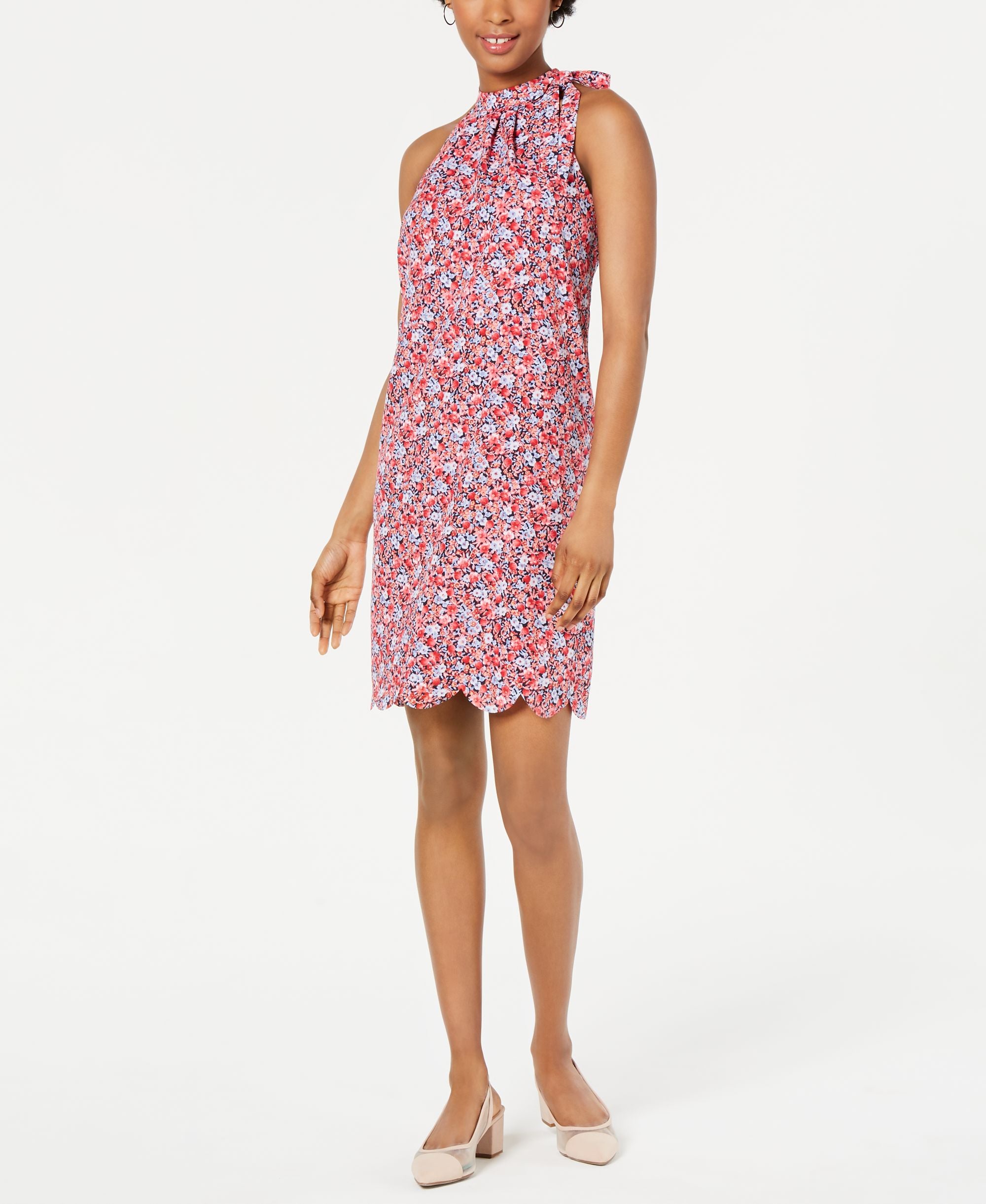 Striped Tie-Neck Dress