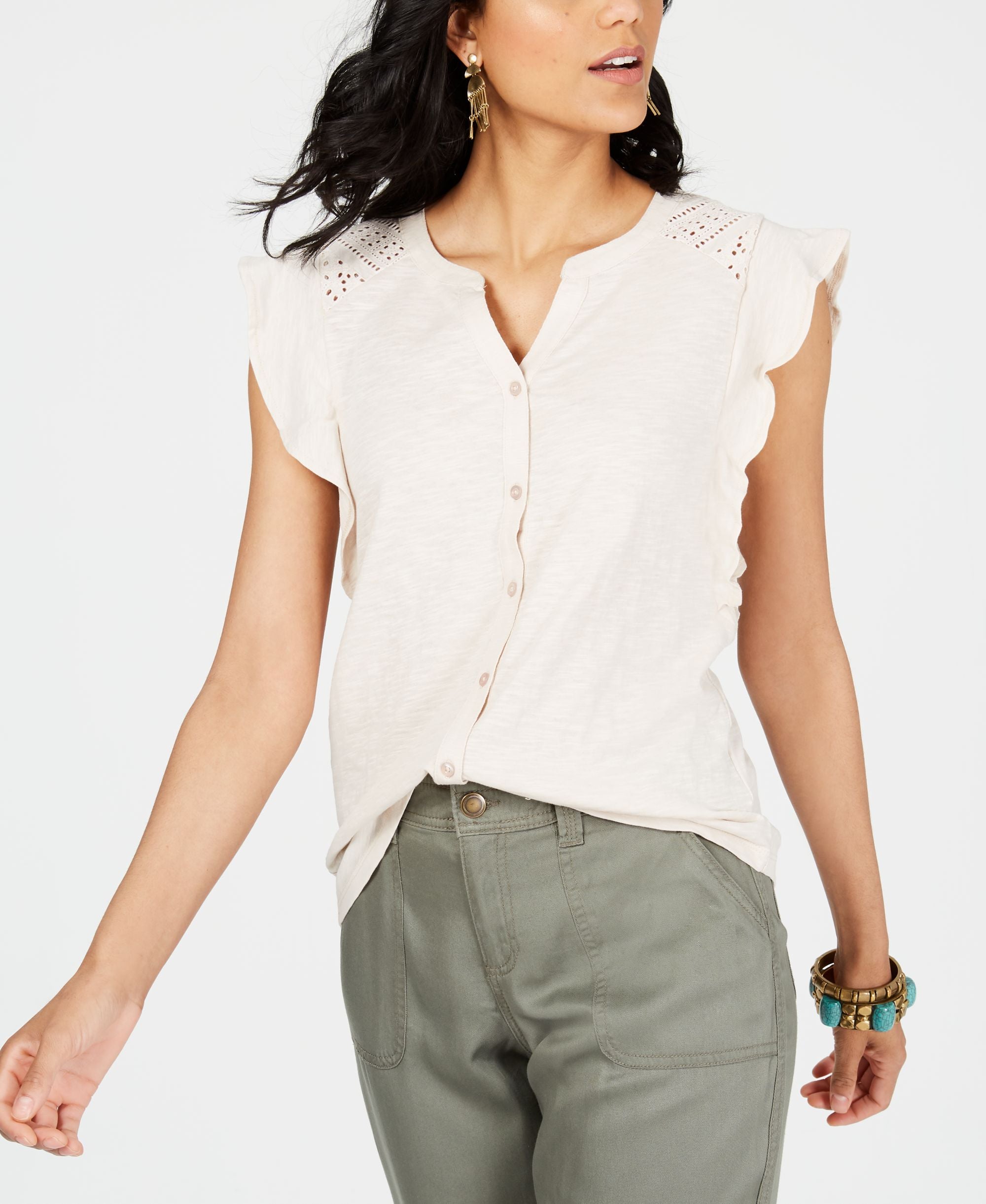 Style & Co Eyelet Sleeveless Modern Shirt