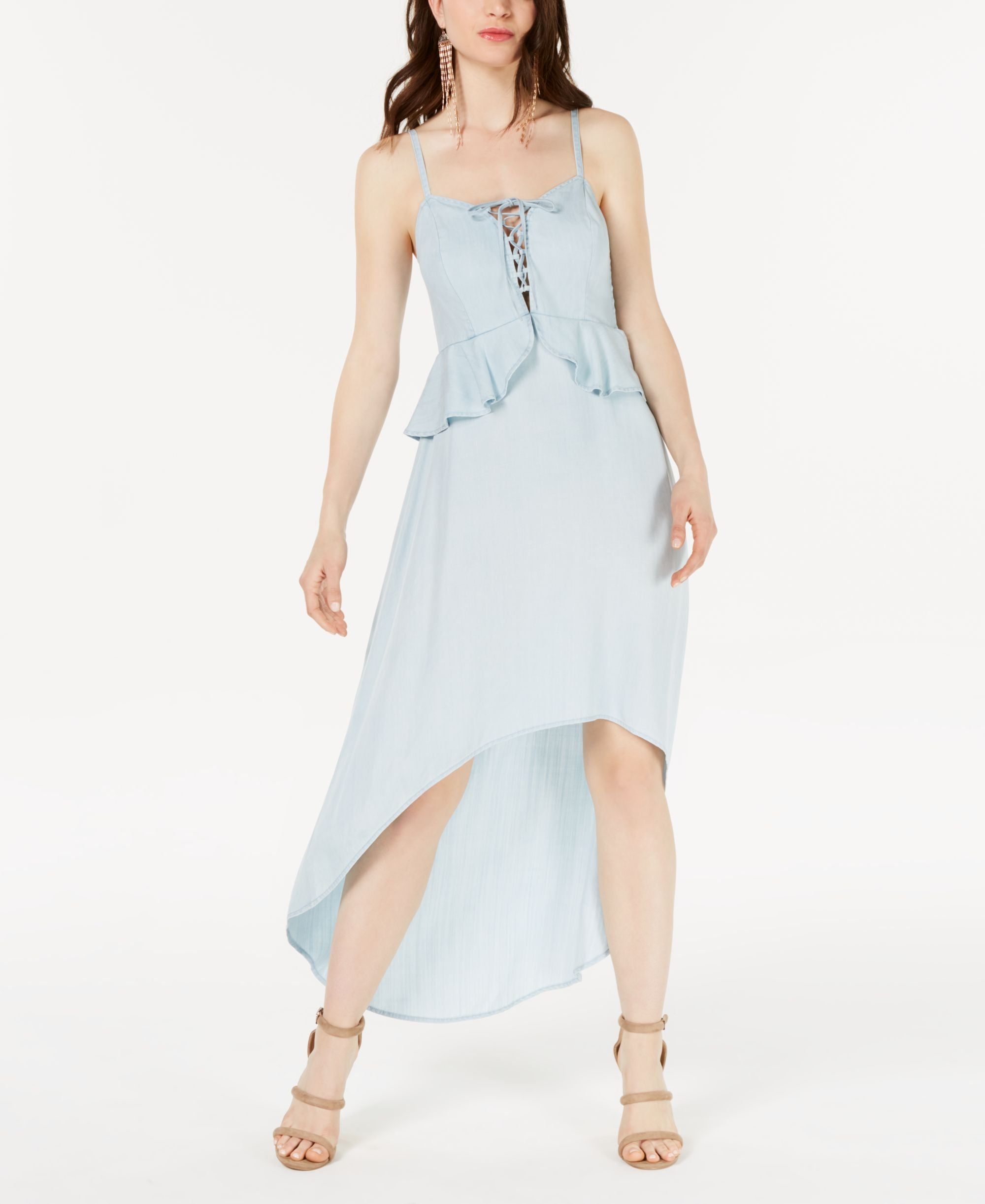 Chambray High-Low A-Line Dress