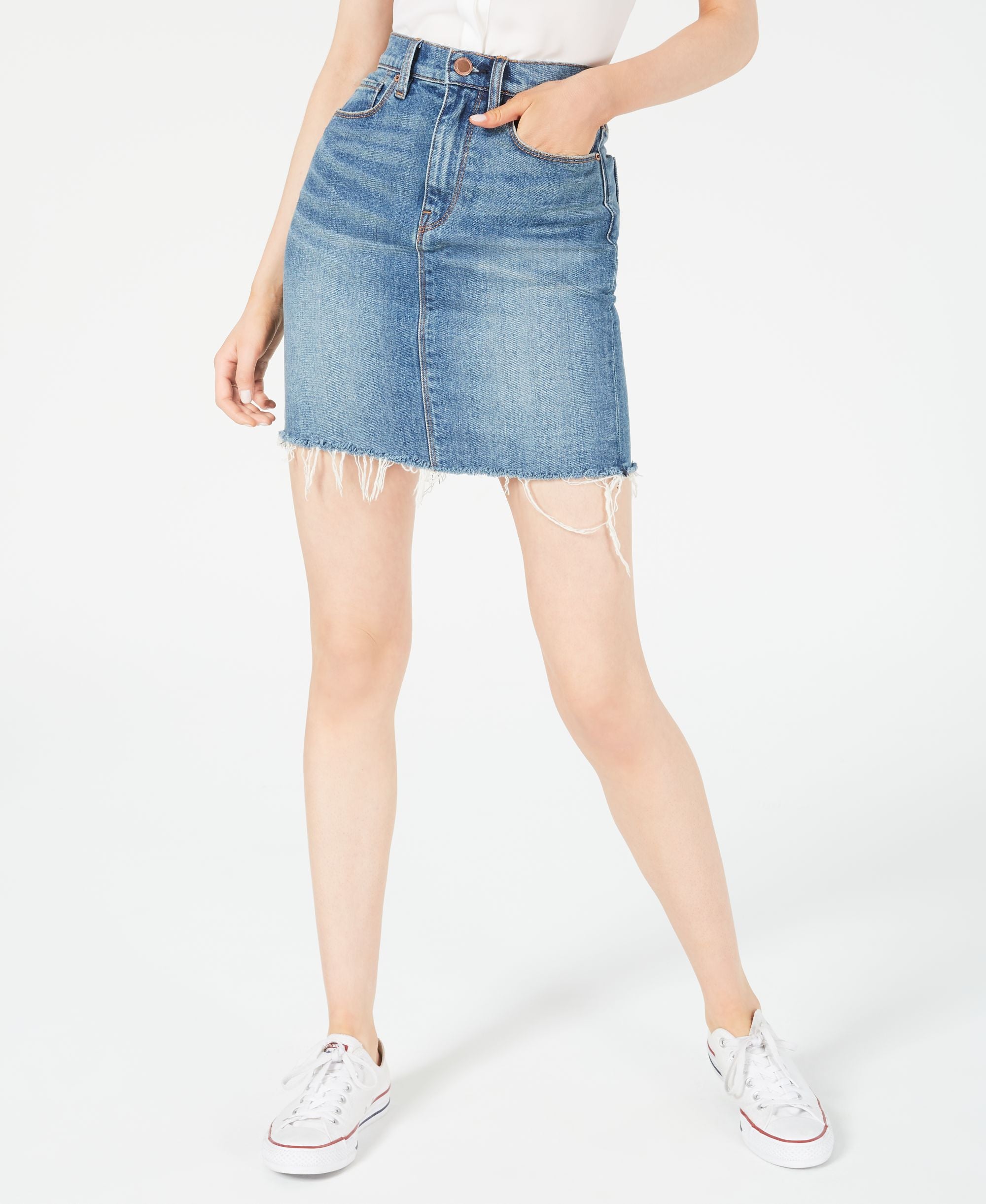 Hudson Premium Jeans Lulu Frayed Denim Modern Skirt