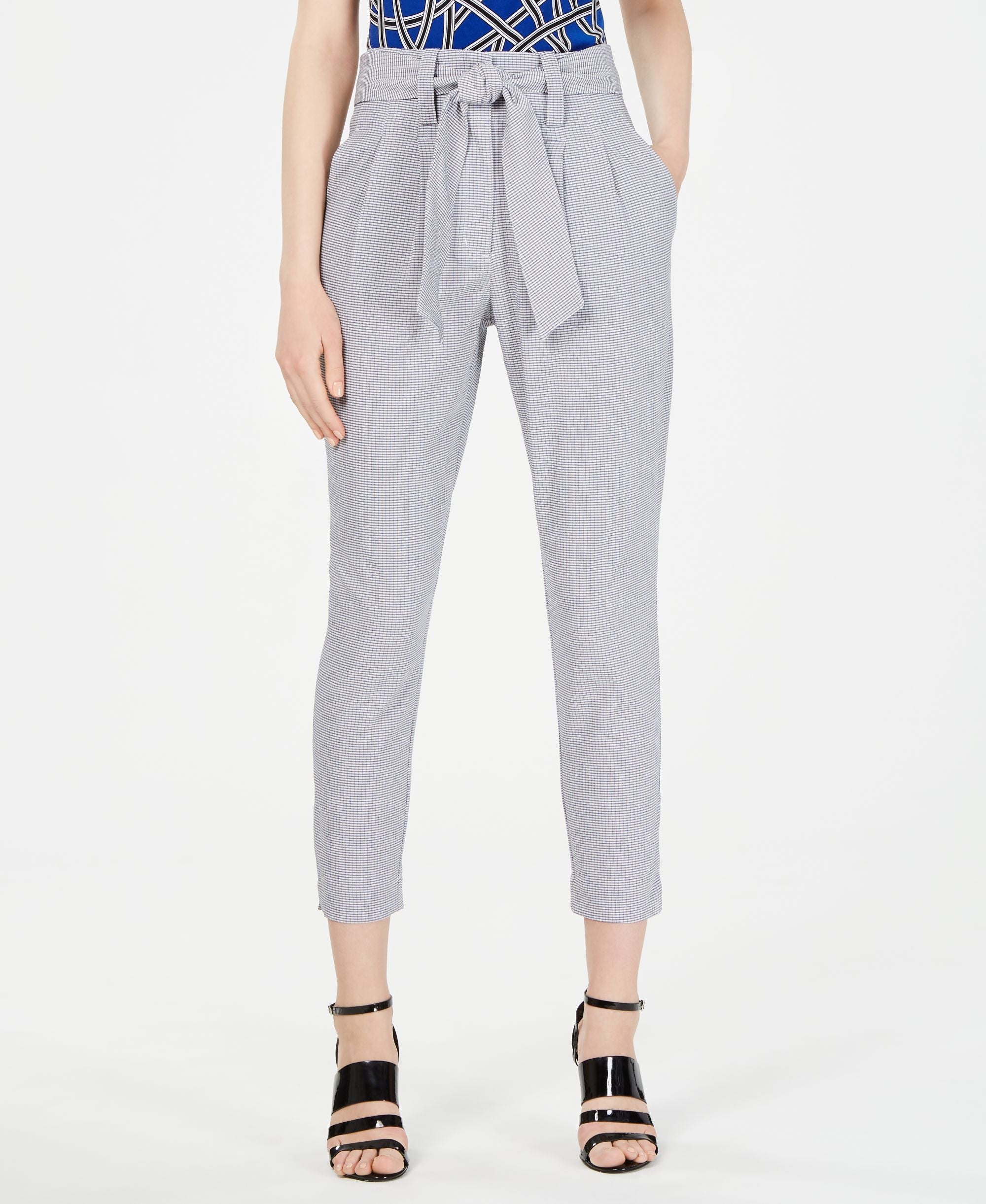 Calvin Klein Printed Tie-Waist Signature Pants