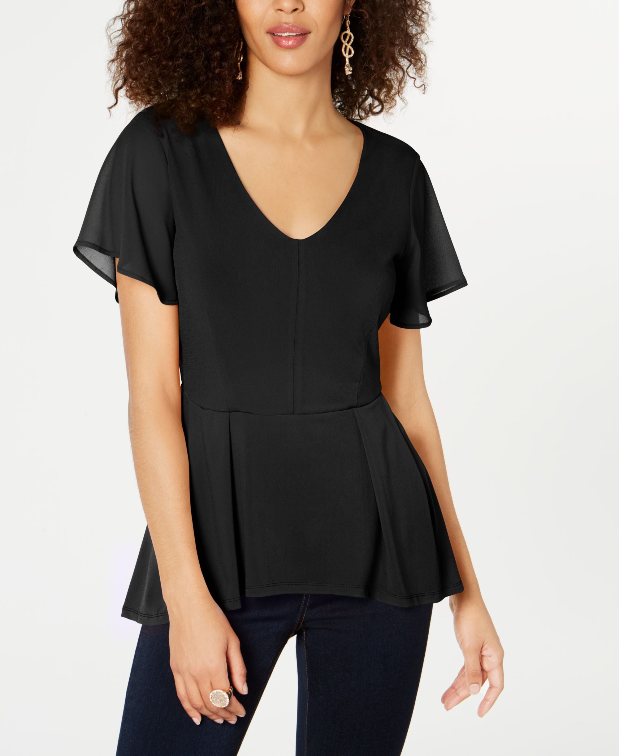 Thalia Sodi Chiffon Peplum Hem Premium Top