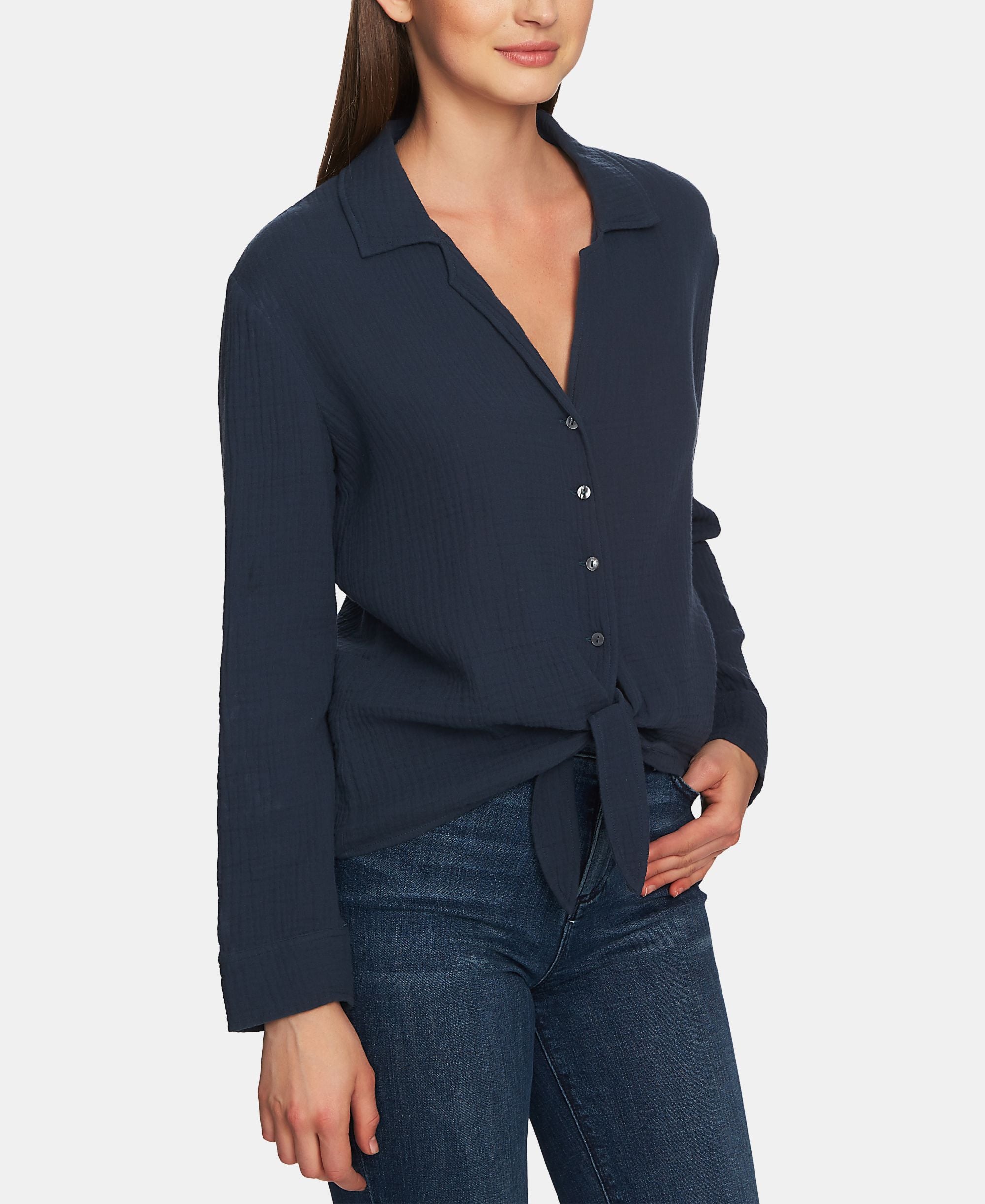 1.State Button Up Tie Front Modern Shirt