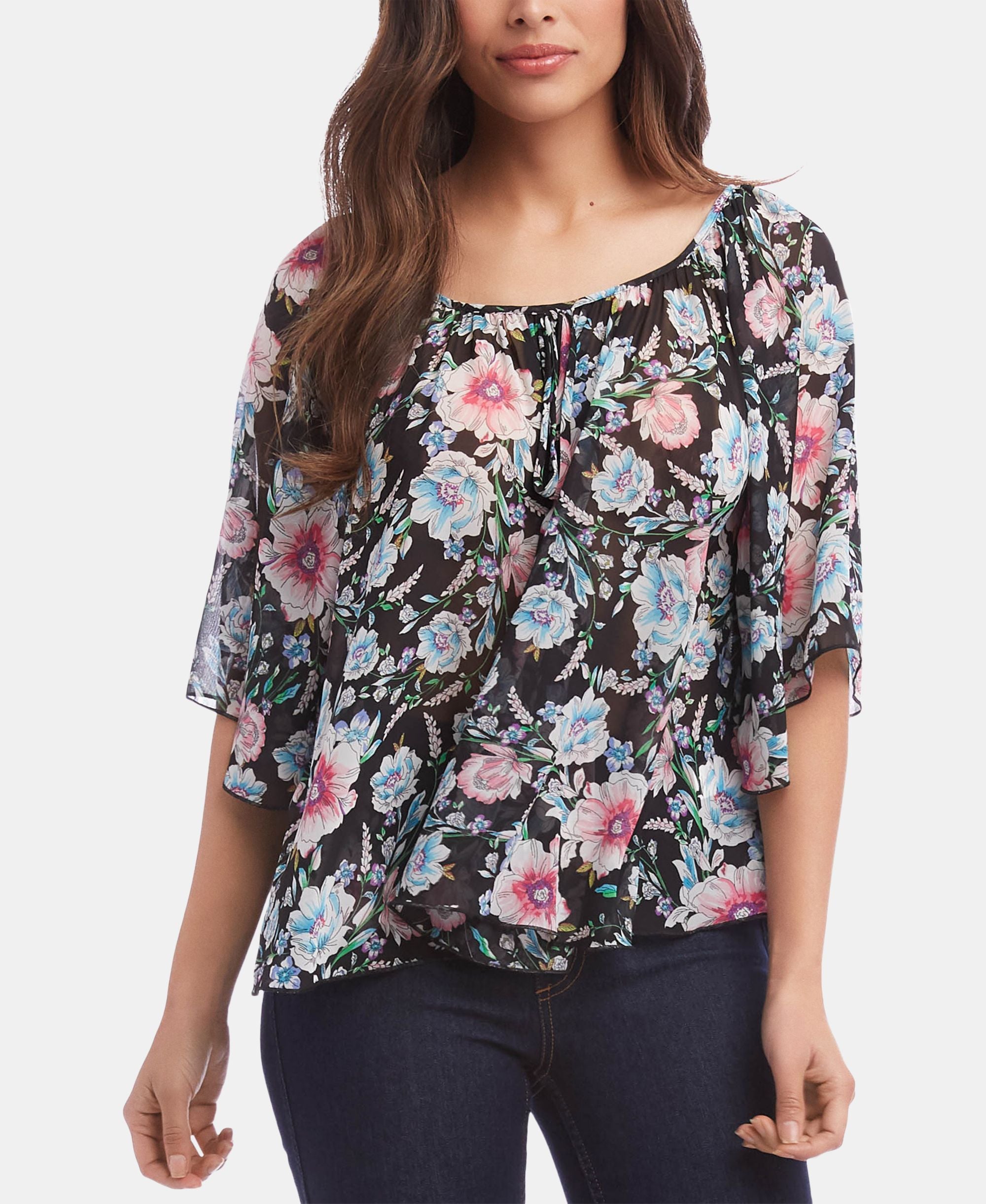 Karen Kane Printed Pleated Premium Top
