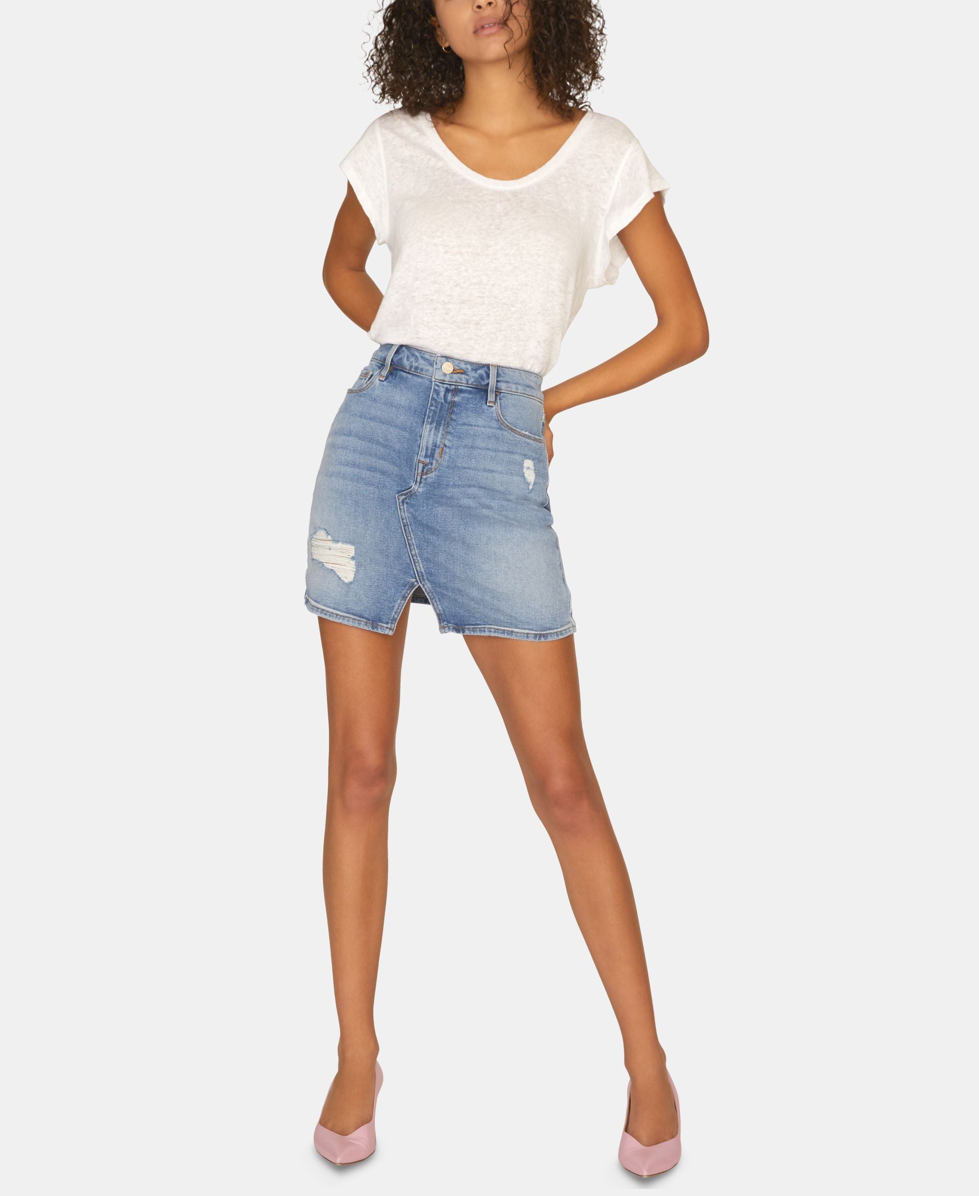 Leo Five-Pocket Denim Mini Modern Skirt