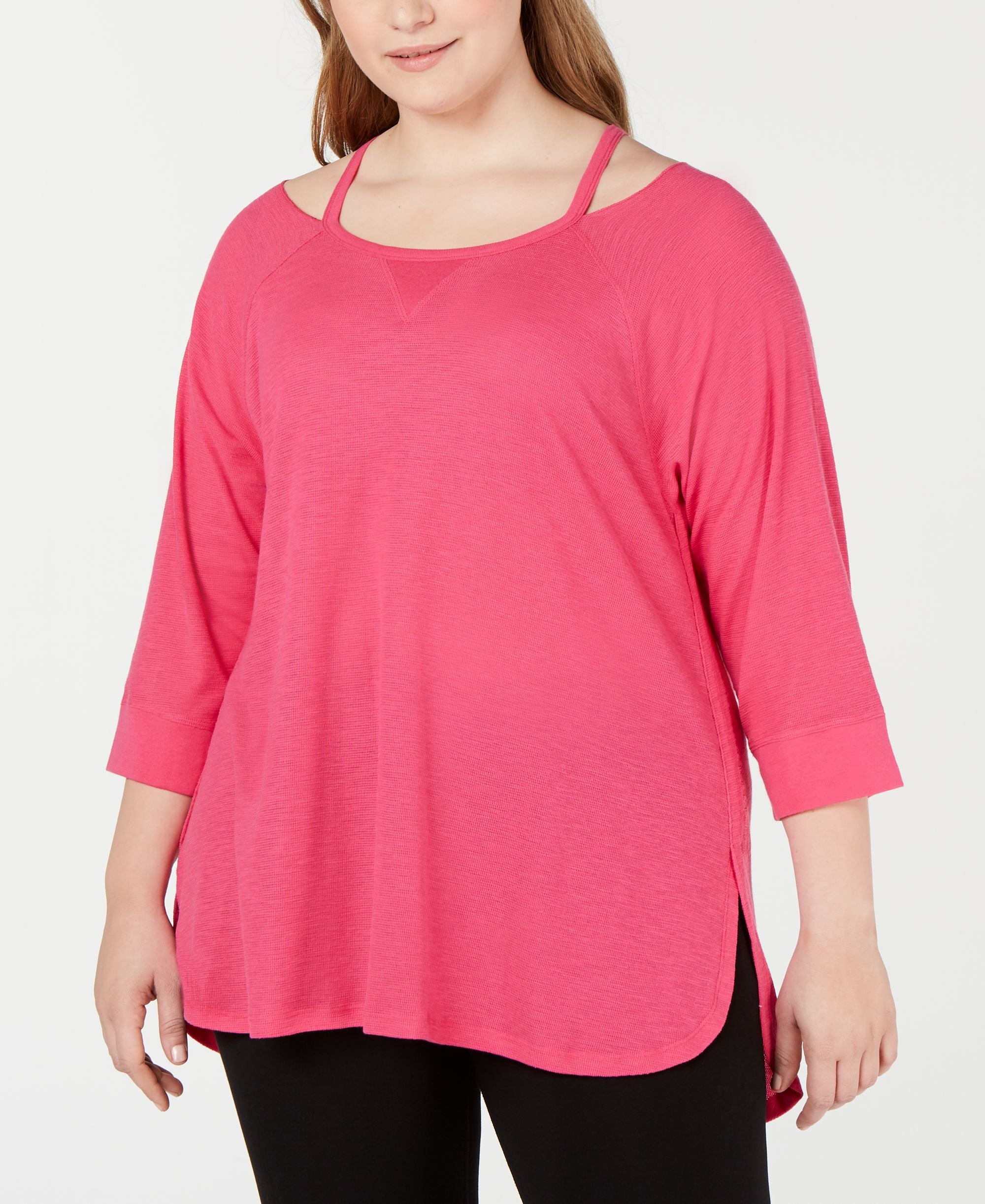 Calvin Klein Performance Plus Size Cutout Neck Premium Top