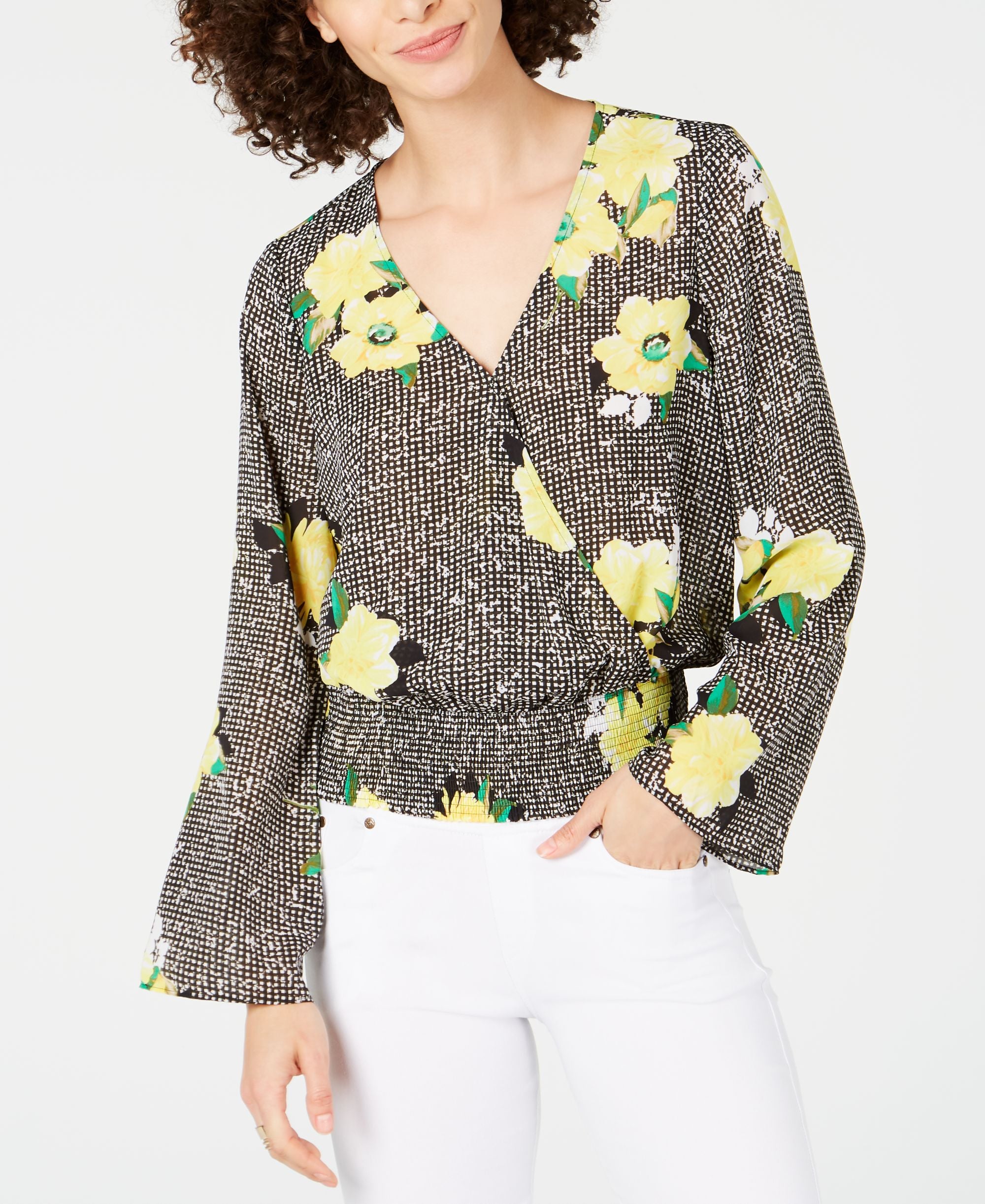 Mixed Print Surplice Premium Top