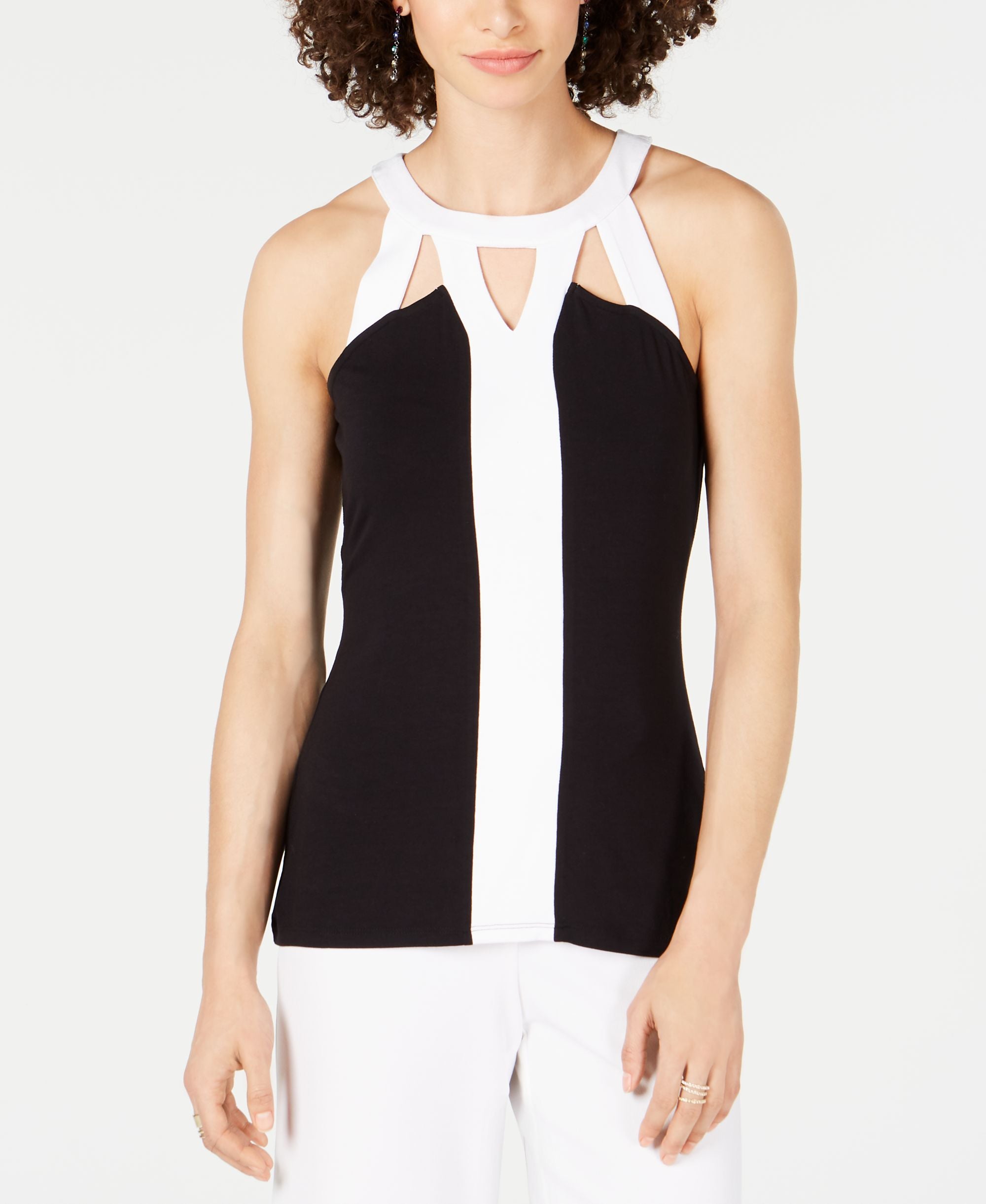 INC Cutout Colorblocked Premium Top