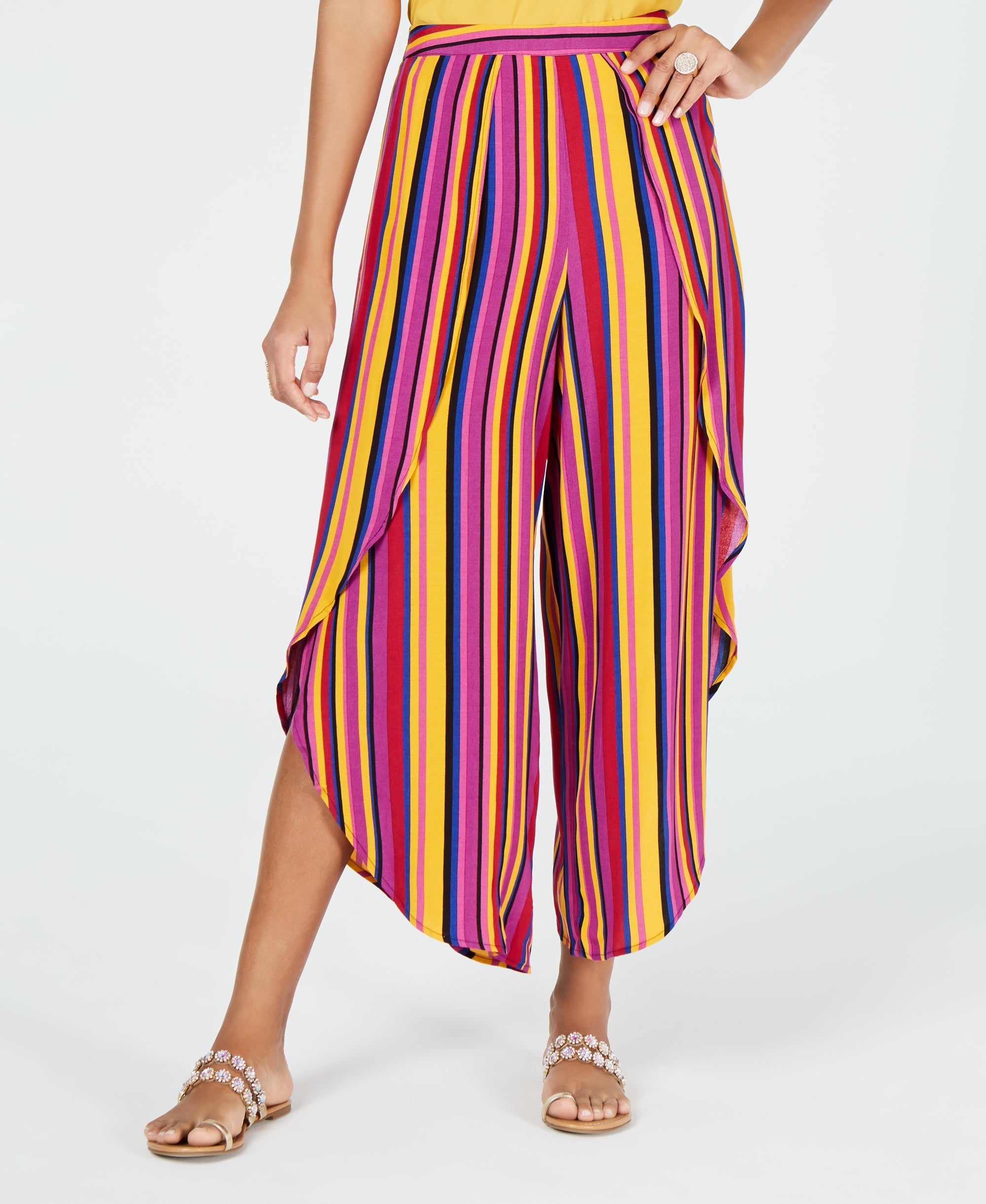 Ruffled Wide-Leg Signature Pants