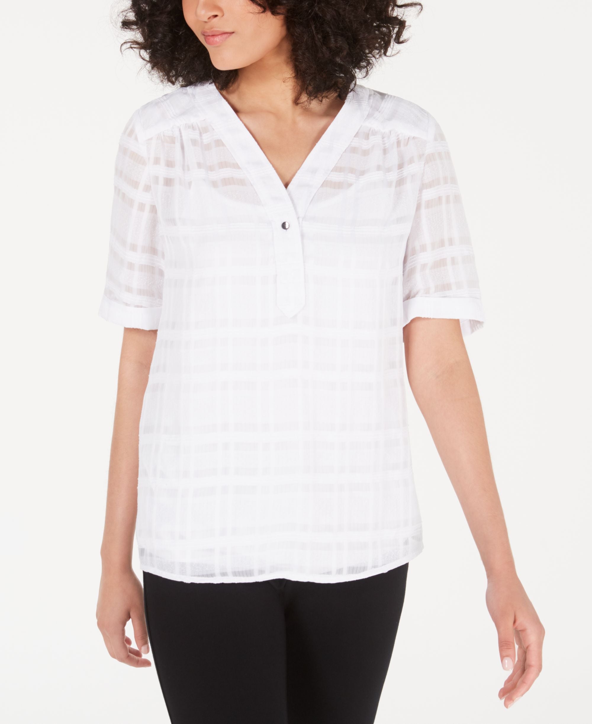 Alfani Plaid Premium Top