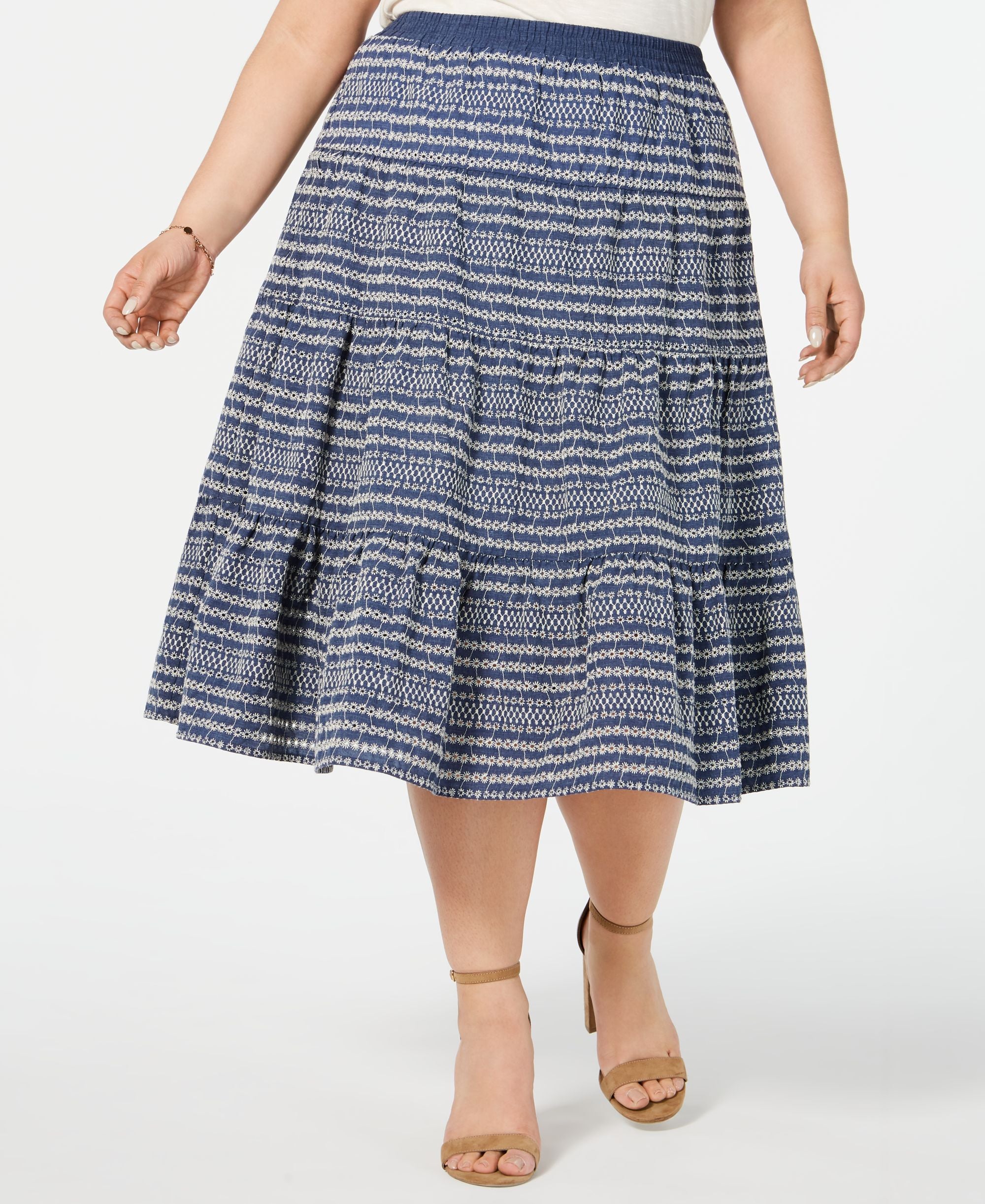 Tommy Hilfiger Plus Size Embroidered Denim Modern Skirt